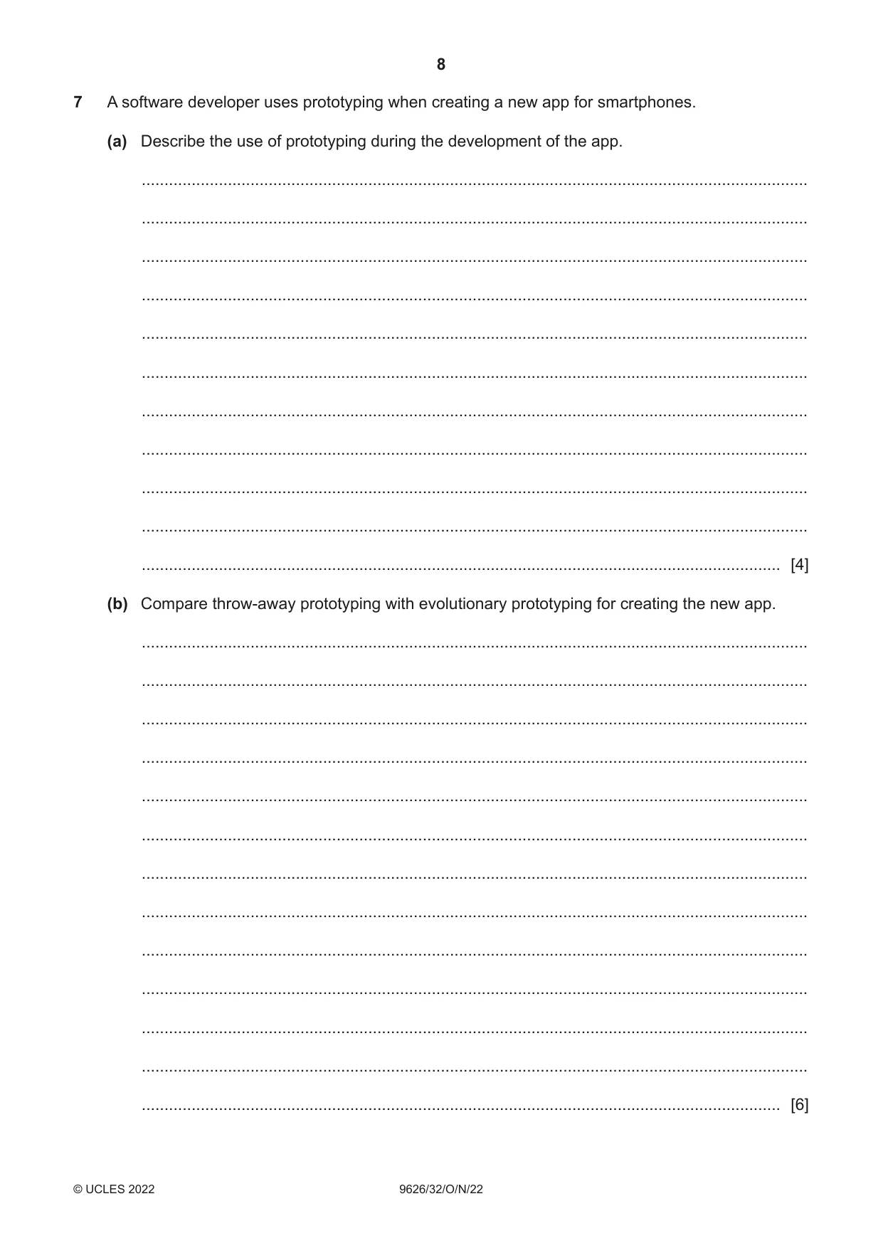 Cambridge A Level Information Technology (from 2017) 9626 2022 Oct/Nov Paper 3 · Variant 2 question paper, page 8 of 12