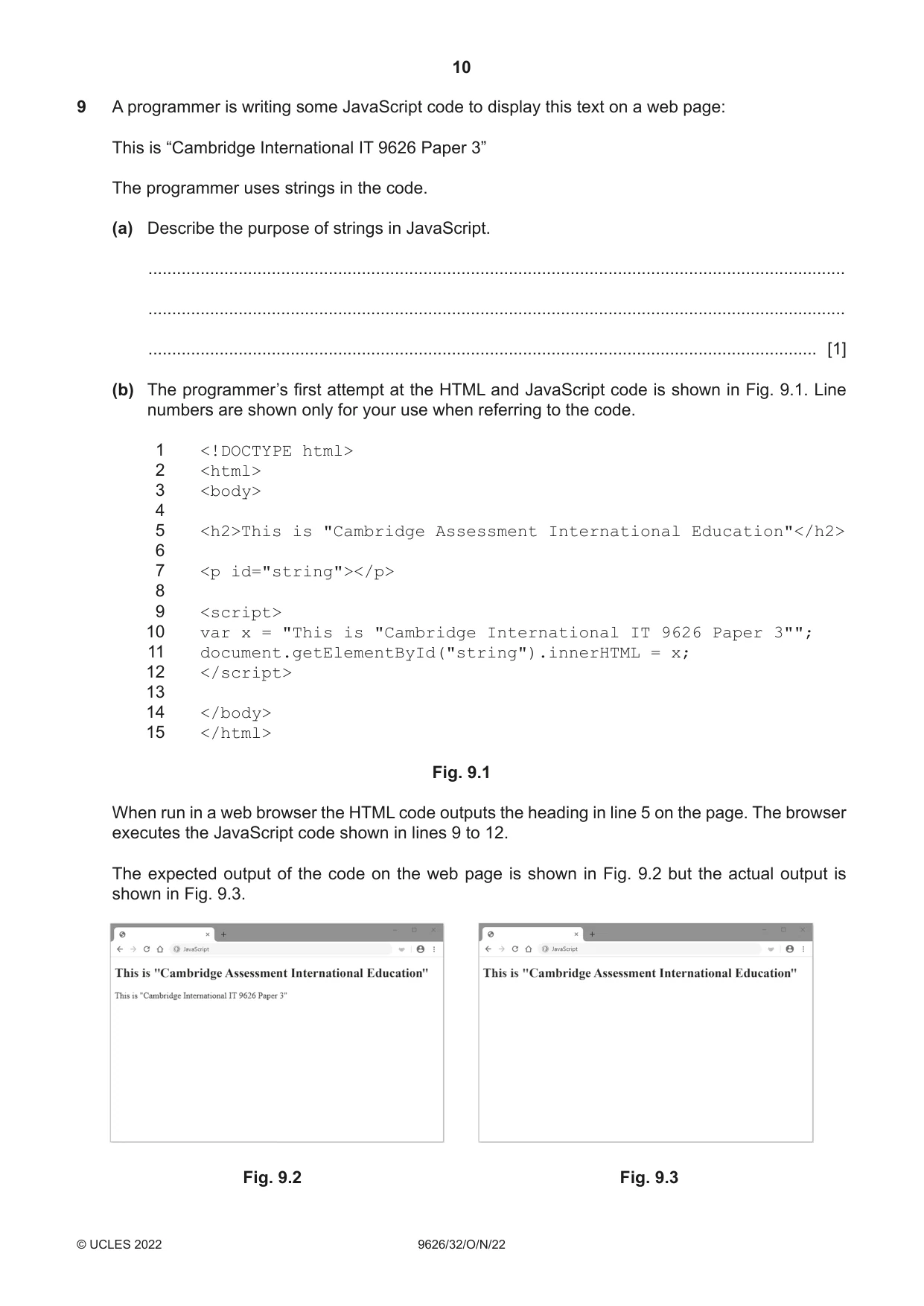 Cambridge A Level Information Technology (from 2017) 9626 2022 Oct/Nov Paper 3 · Variant 2 question paper, page 10 of 12