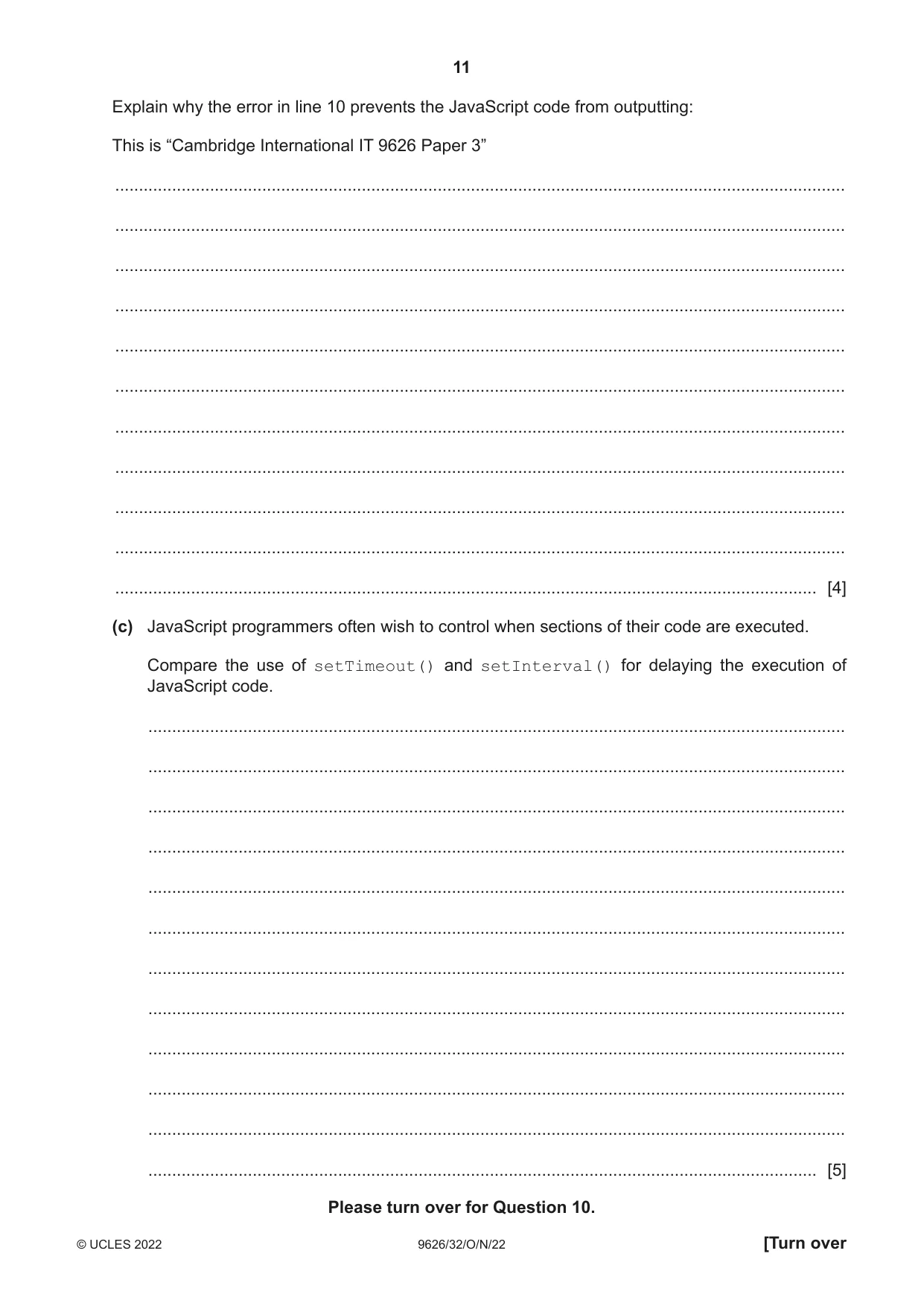 Cambridge A Level Information Technology (from 2017) 9626 2022 Oct/Nov Paper 3 · Variant 2 question paper, page 11 of 12