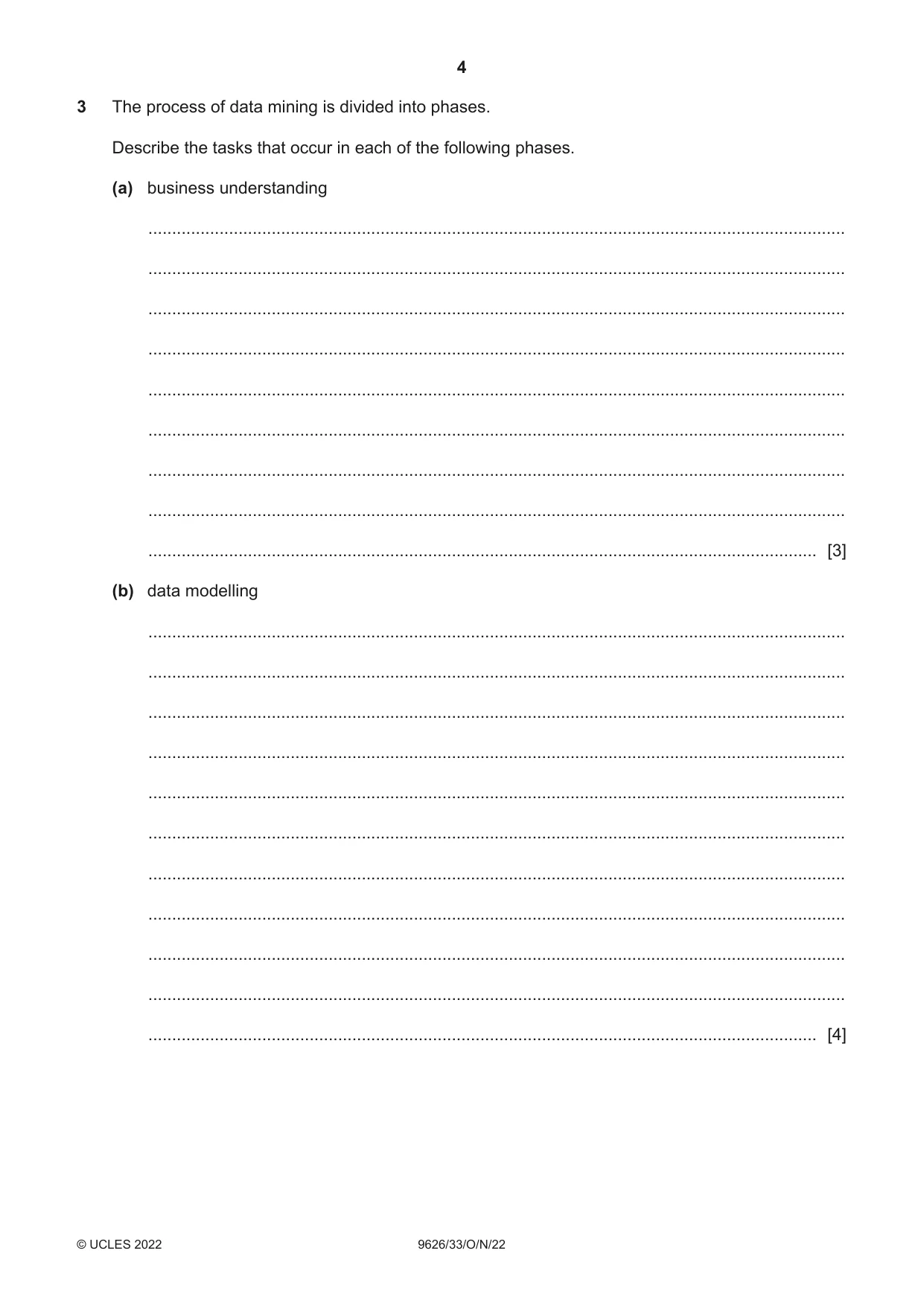 Cambridge A Level Information Technology (from 2017) 9626 2022 Oct/Nov Paper 3 · Variant 3 question paper, page 4 of 12