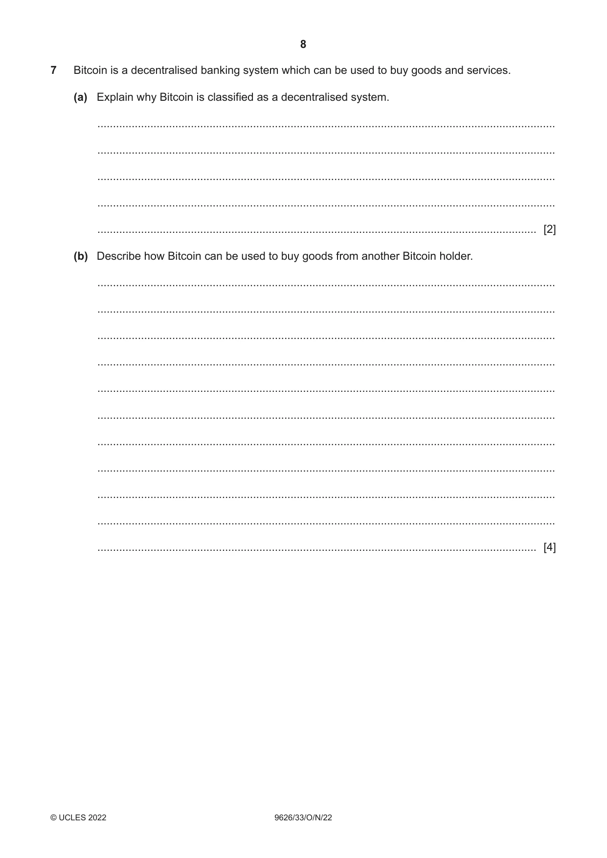Cambridge A Level Information Technology (from 2017) 9626 2022 Oct/Nov Paper 3 · Variant 3 question paper, page 8 of 12