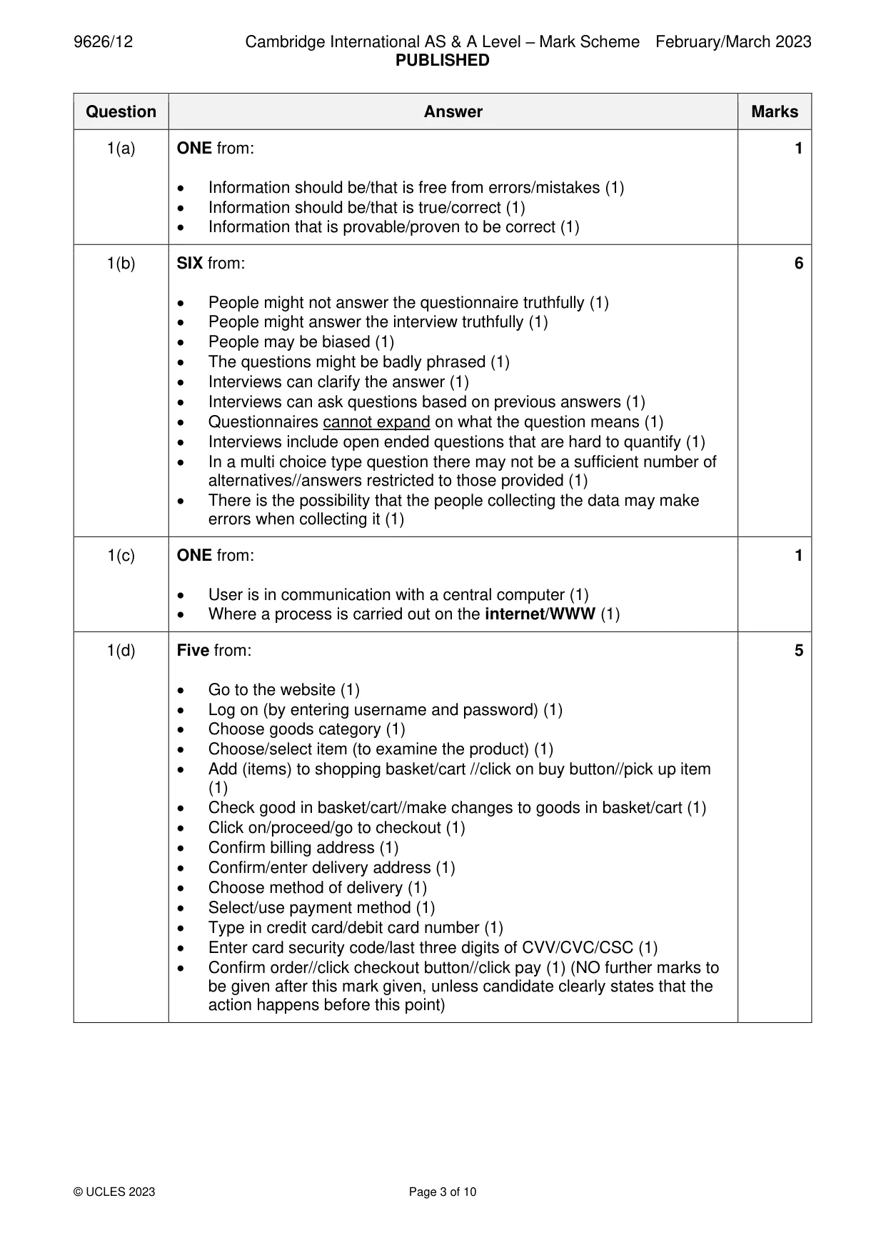 Mark scheme, page 3 of 10