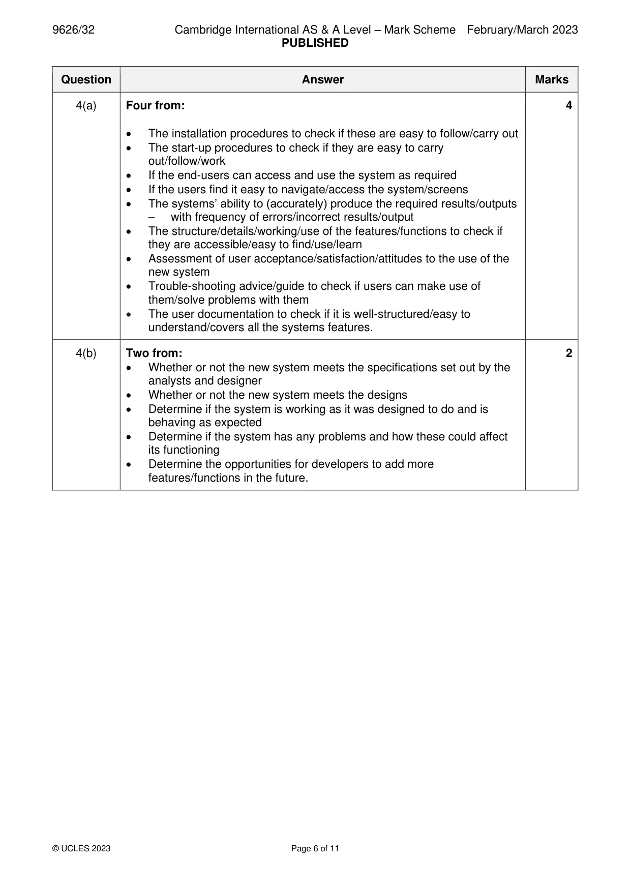 Mark scheme, page 6 of 11