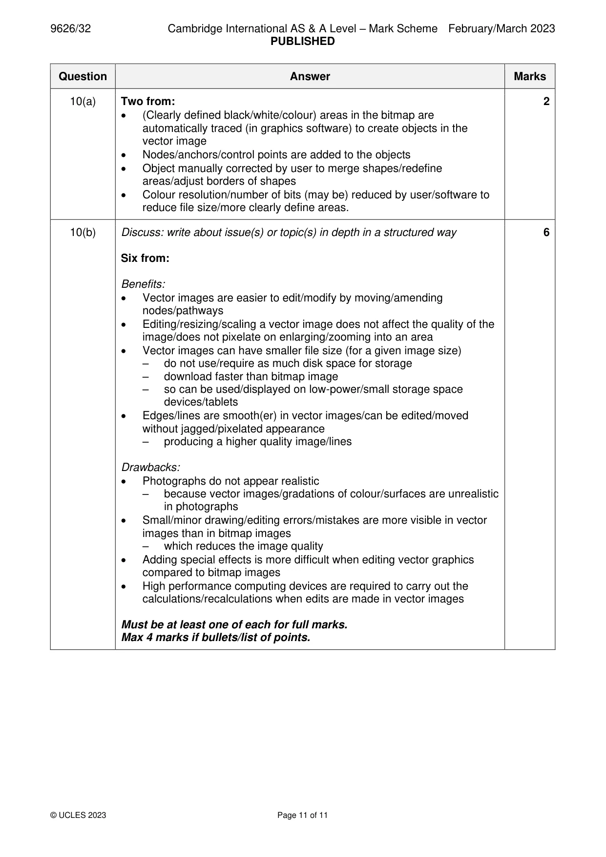 Mark scheme, page 11 of 11