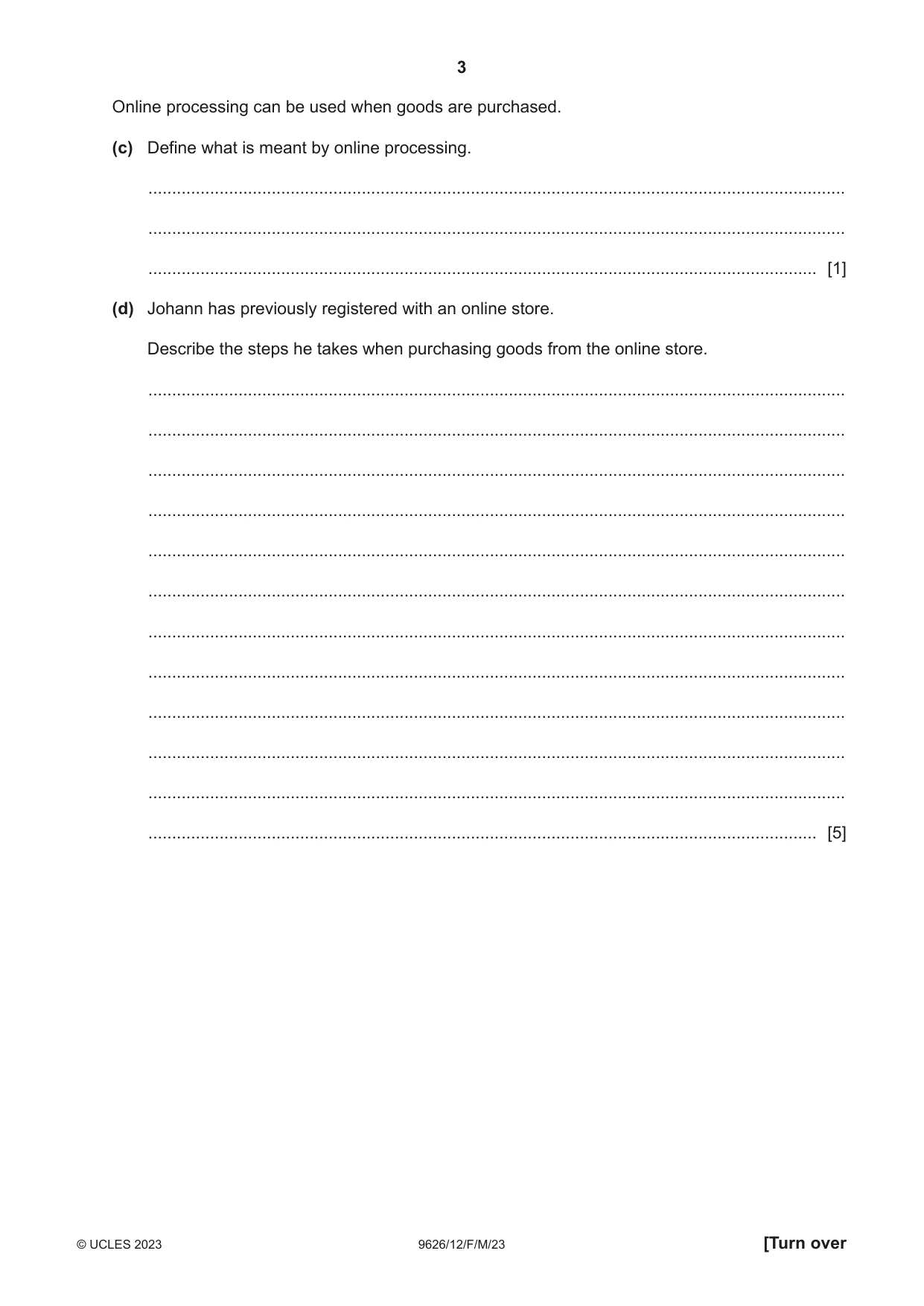 Cambridge A Level Information Technology (from 2017) 9626 2023 Feb/March Paper 1 · Variant 2 question paper, page 3 of 12