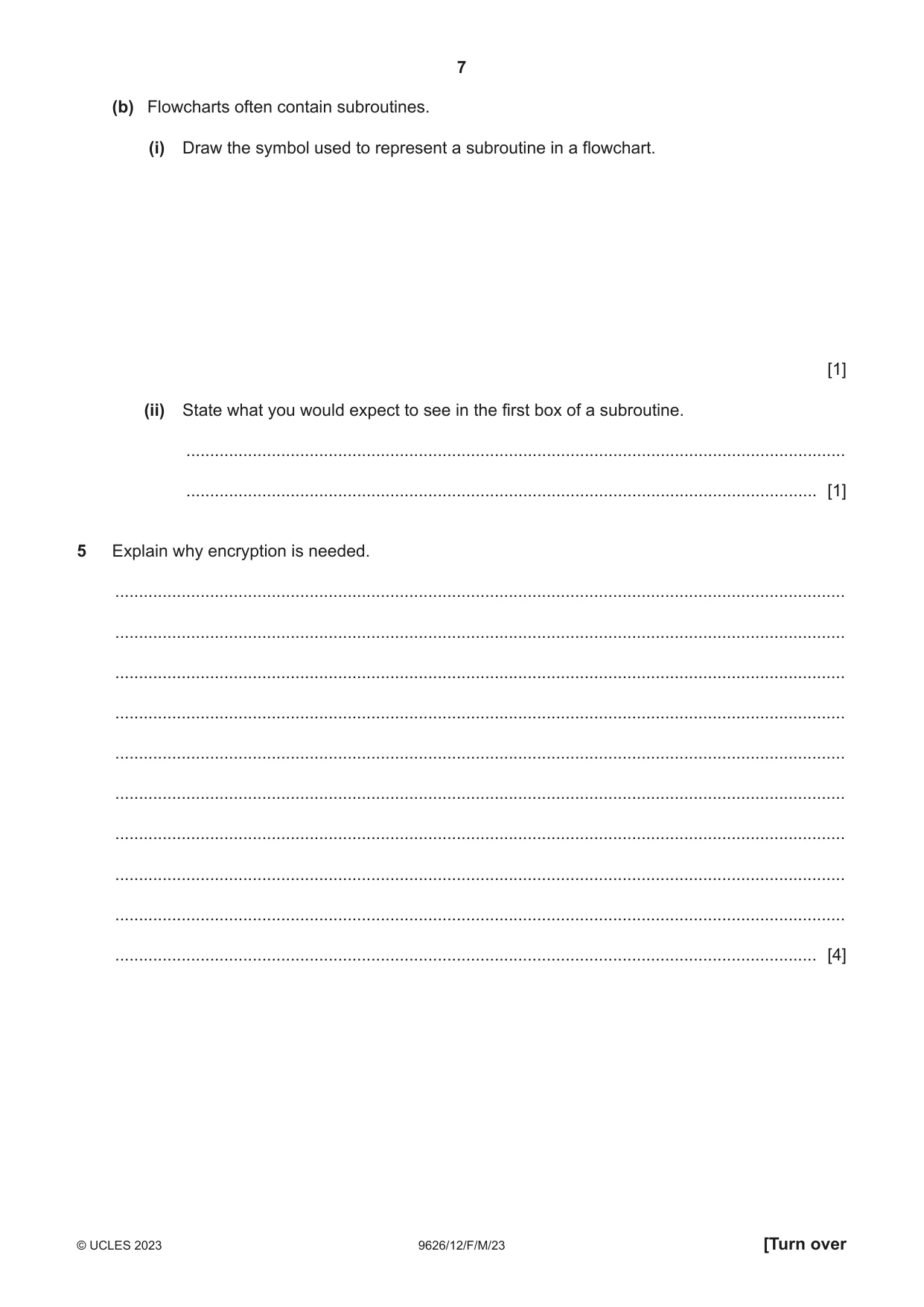 Cambridge A Level Information Technology (from 2017) 9626 2023 Feb/March Paper 1 · Variant 2 question paper, page 7 of 12