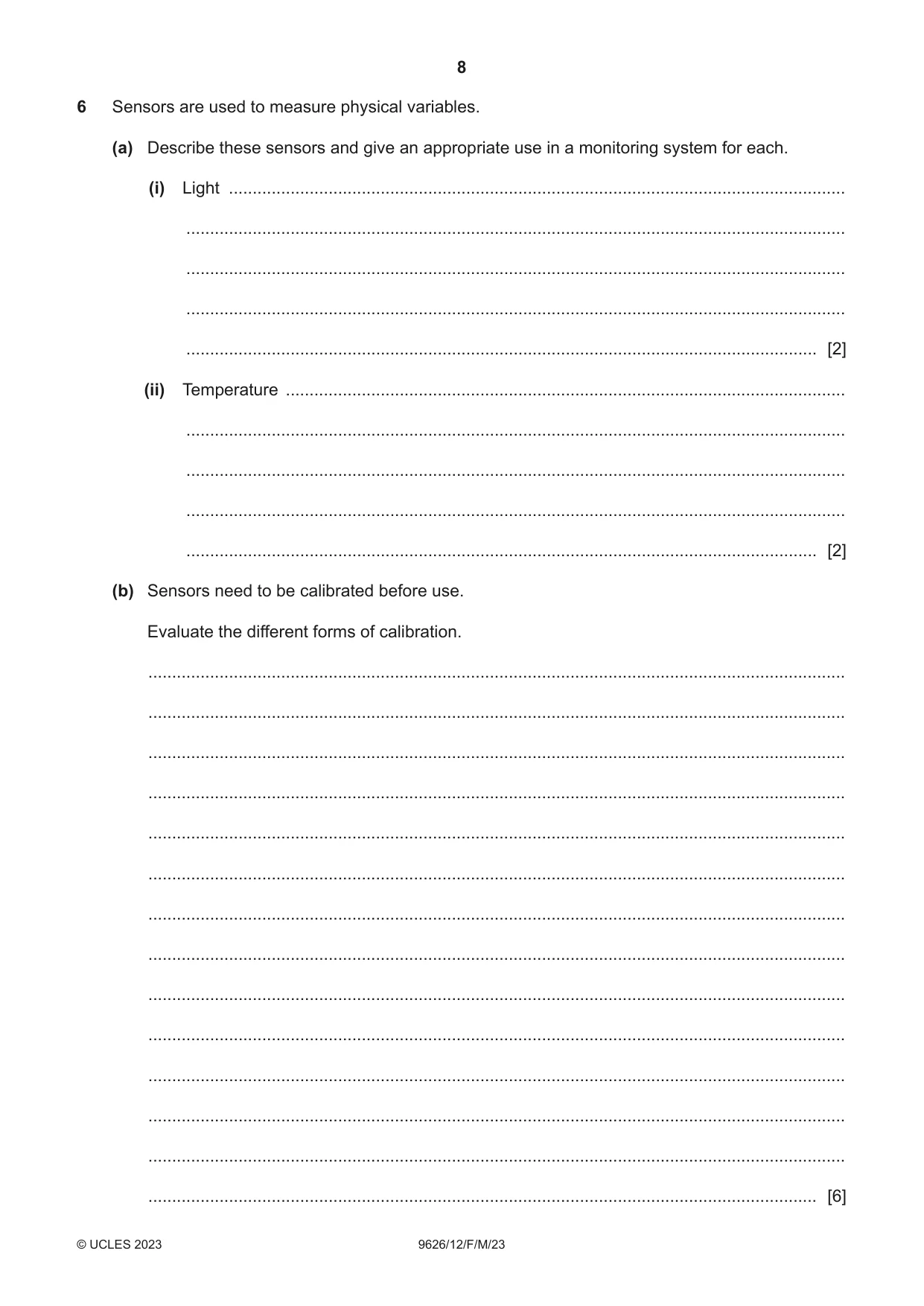 Cambridge A Level Information Technology (from 2017) 9626 2023 Feb/March Paper 1 · Variant 2 question paper, page 8 of 12