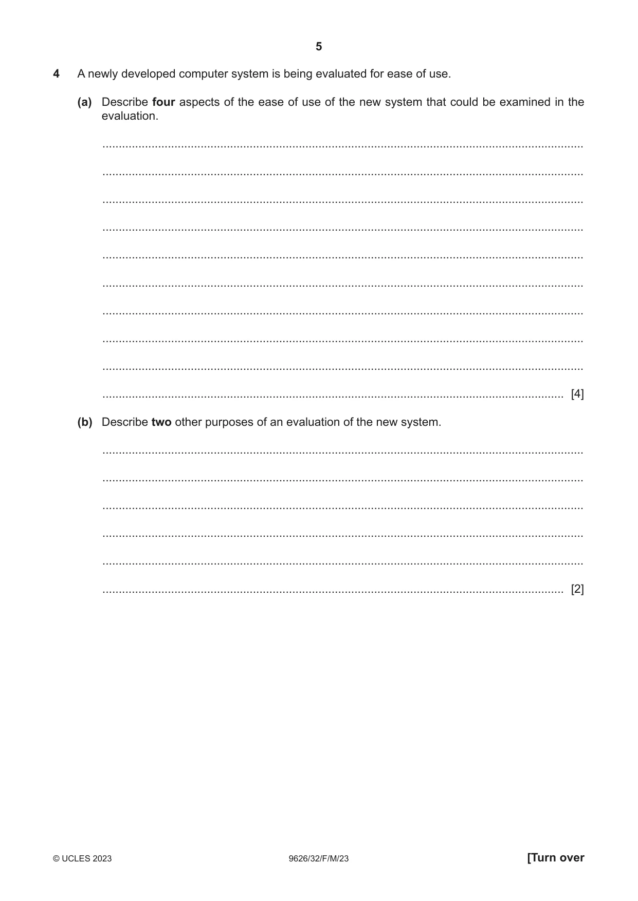 Cambridge A Level Information Technology (from 2017) 9626 2023 Feb/March Paper 3 · Variant 2 question paper, page 5 of 12