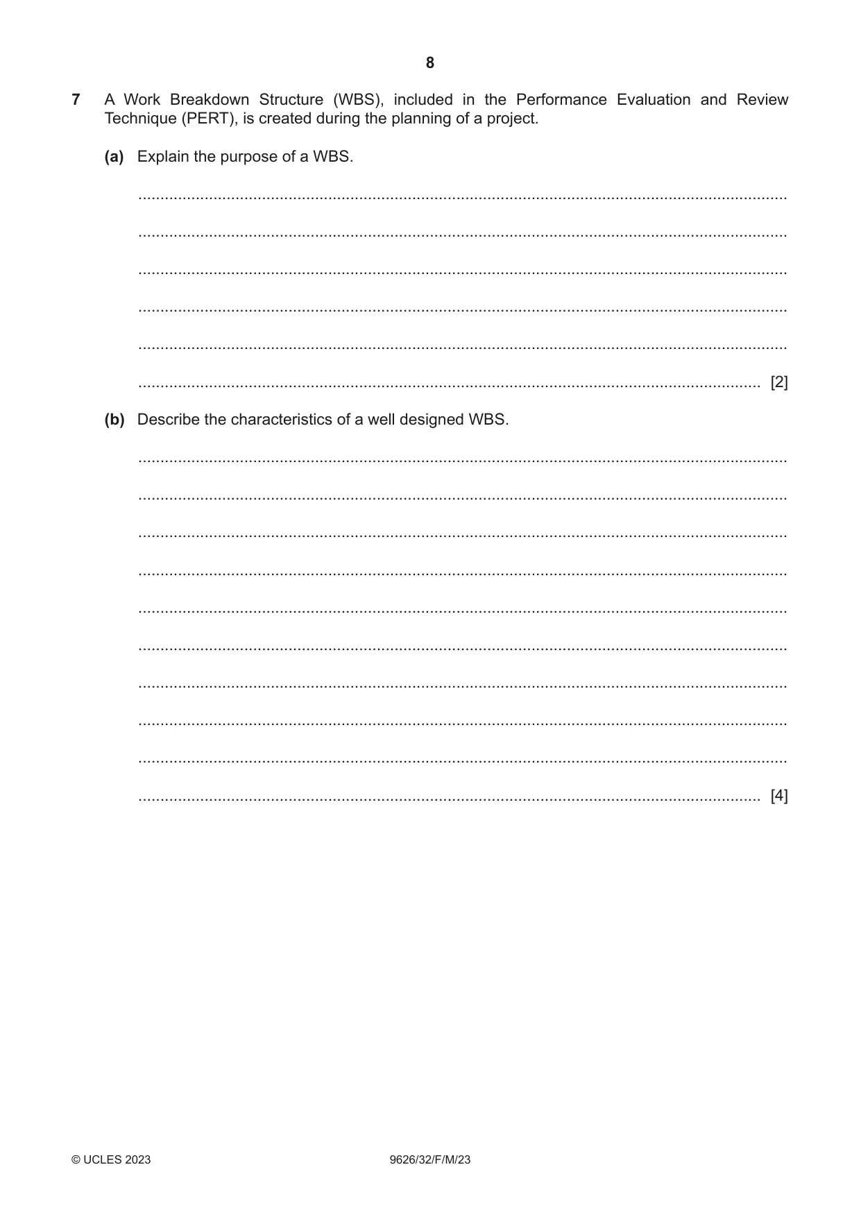 Cambridge A Level Information Technology (from 2017) 9626 2023 Feb/March Paper 3 · Variant 2 question paper, page 8 of 12