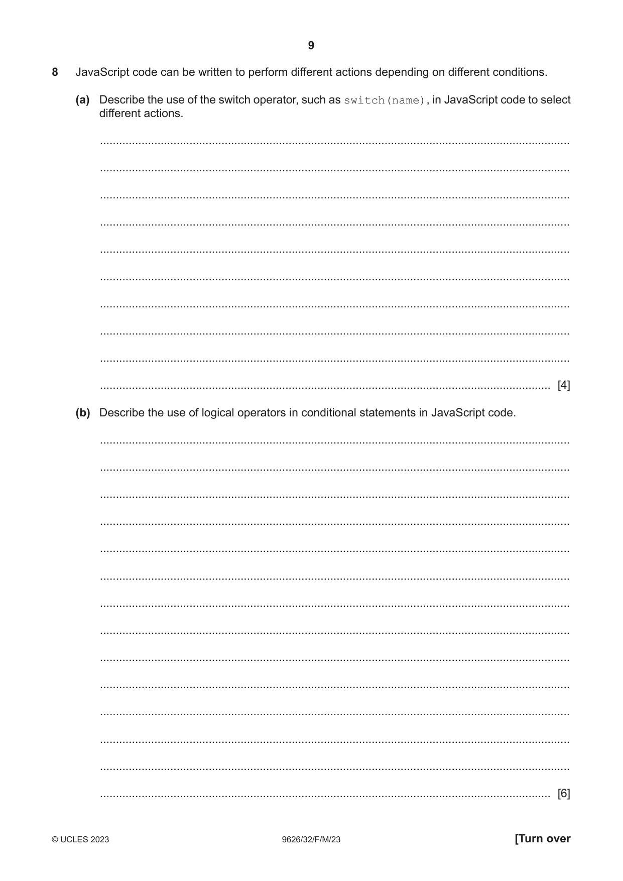 Cambridge A Level Information Technology (from 2017) 9626 2023 Feb/March Paper 3 · Variant 2 question paper, page 9 of 12