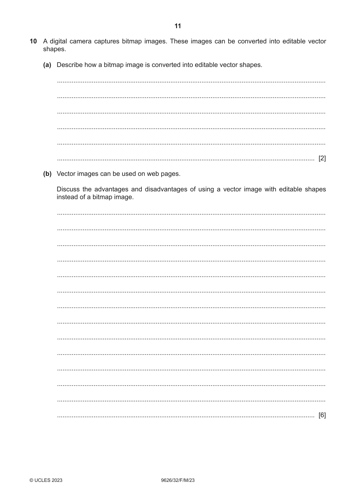 Cambridge A Level Information Technology (from 2017) 9626 2023 Feb/March Paper 3 · Variant 2 question paper, page 11 of 12