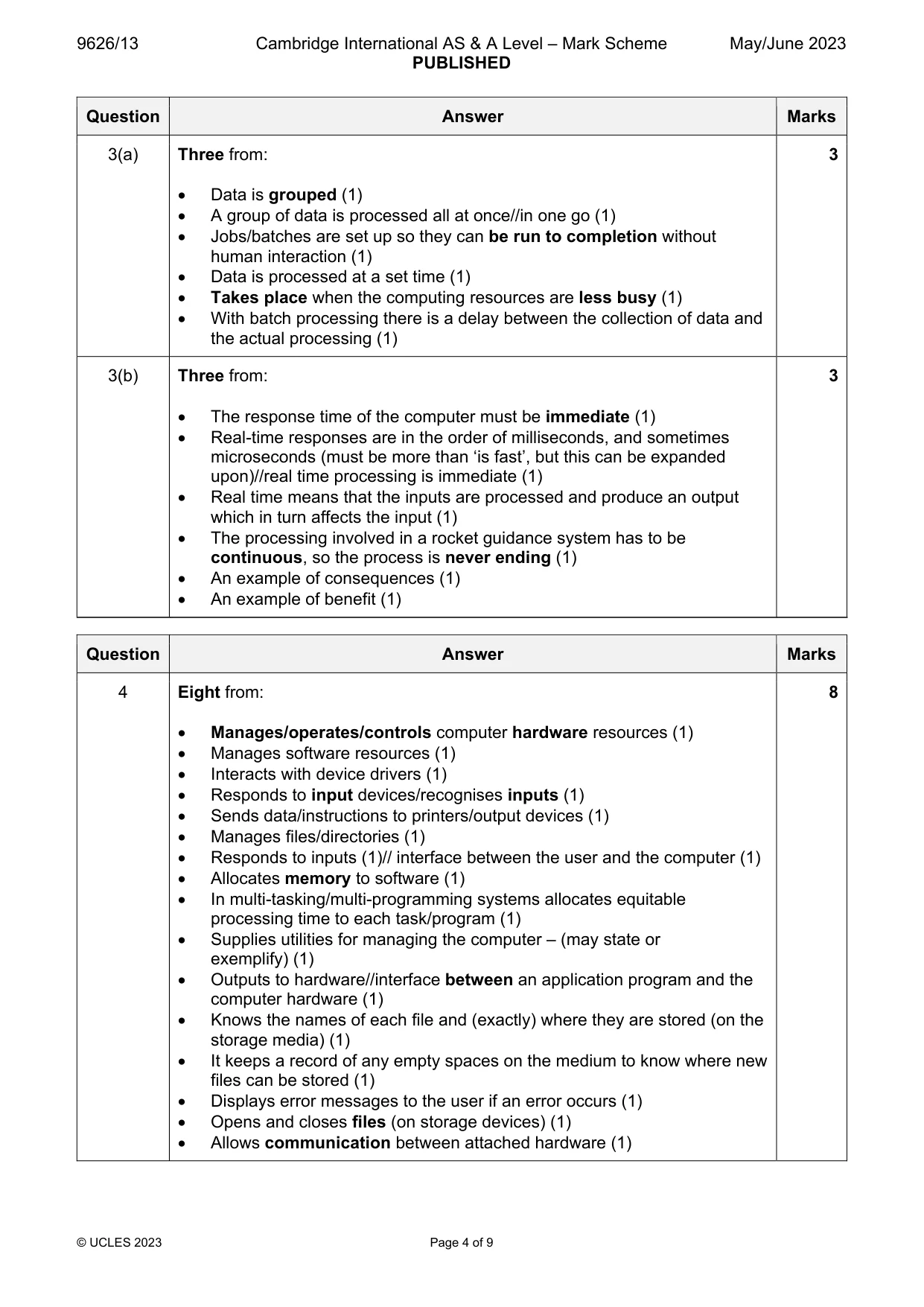 Mark scheme, page 4 of 9