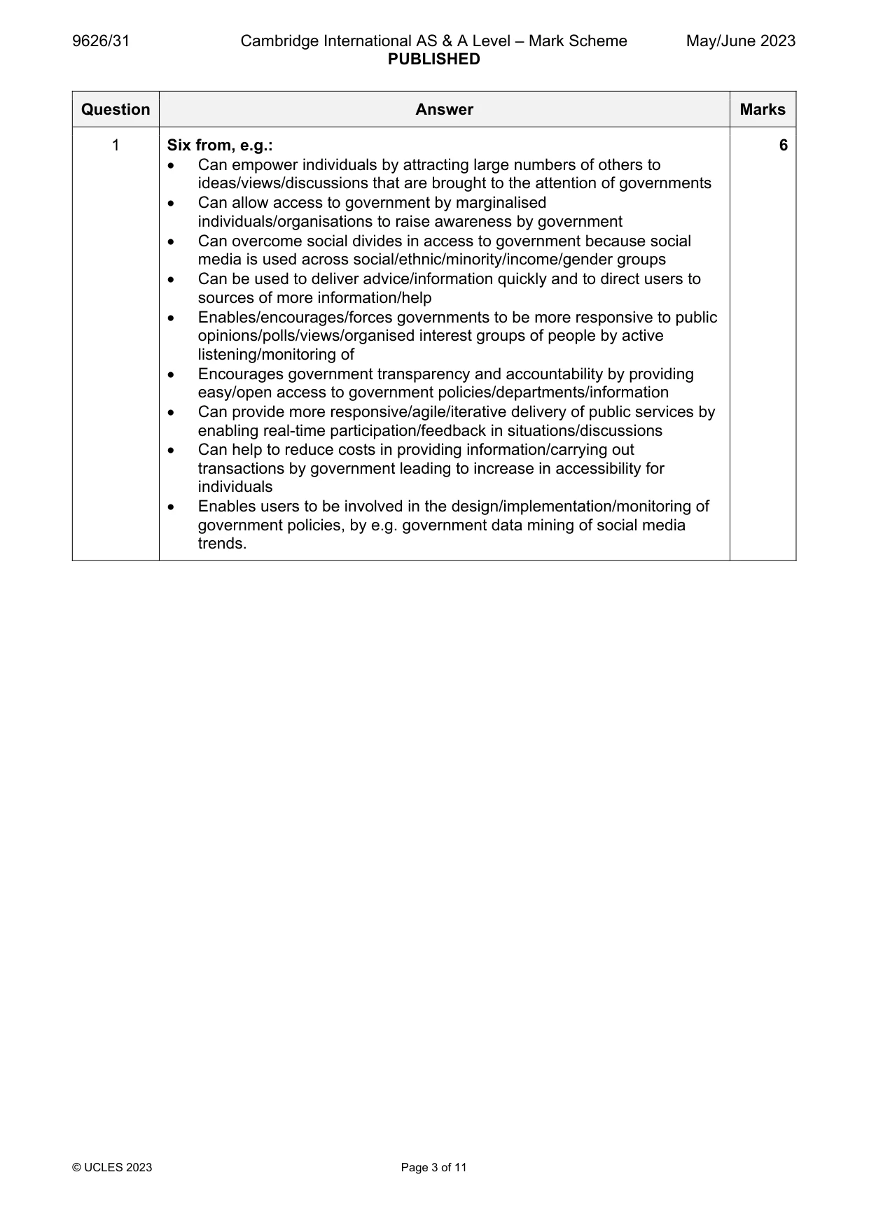 Mark scheme, page 3 of 11