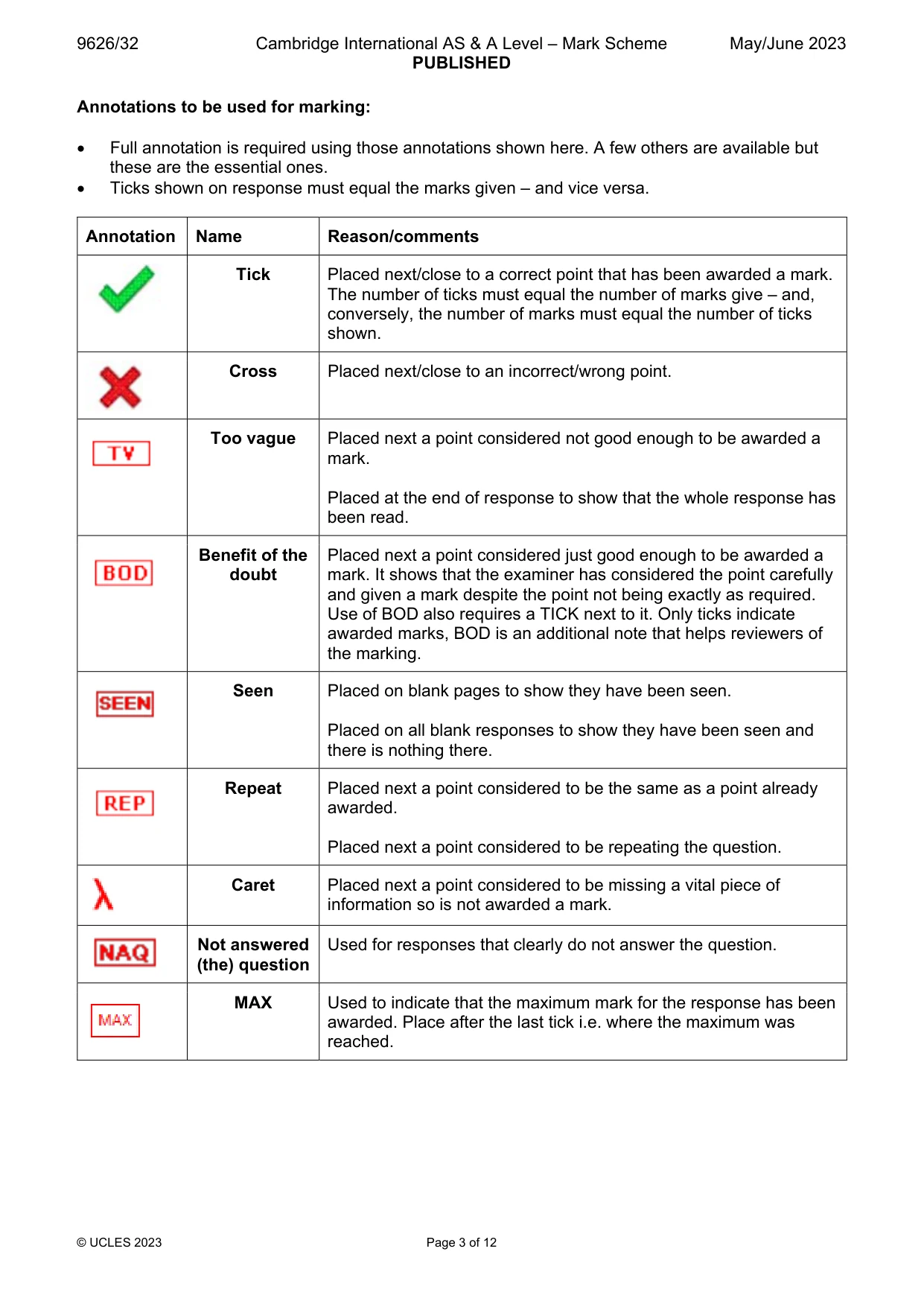 Mark scheme, page 3 of 12