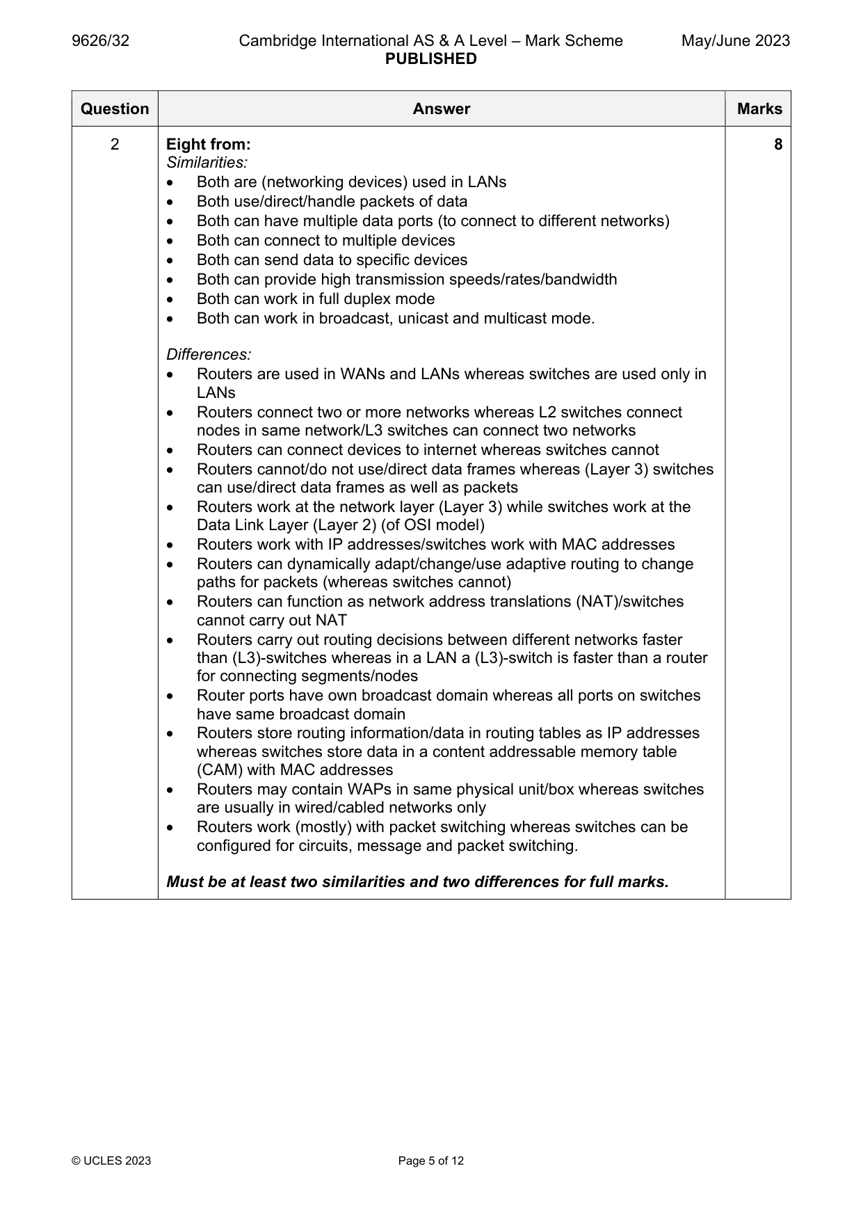 Mark scheme, page 5 of 12