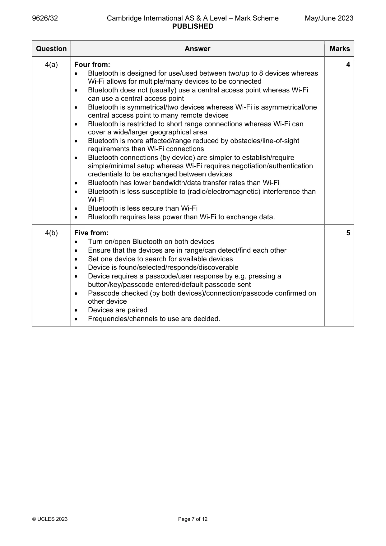 Mark scheme, page 7 of 12