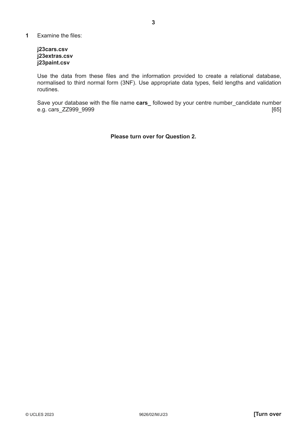 Cambridge A Level Information Technology (from 2017) 9626 2023 May/June Paper 2 · Variant 0 question paper, page 3 of 4