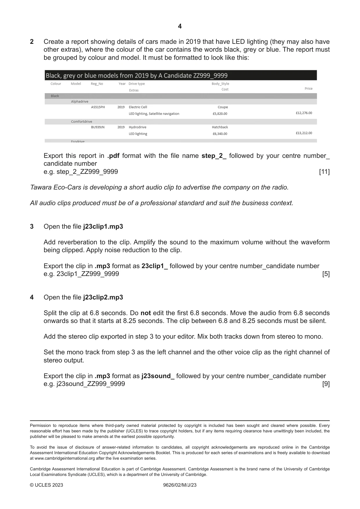 Cambridge A Level Information Technology (from 2017) 9626 2023 May/June Paper 2 · Variant 0 question paper, page 4 of 4