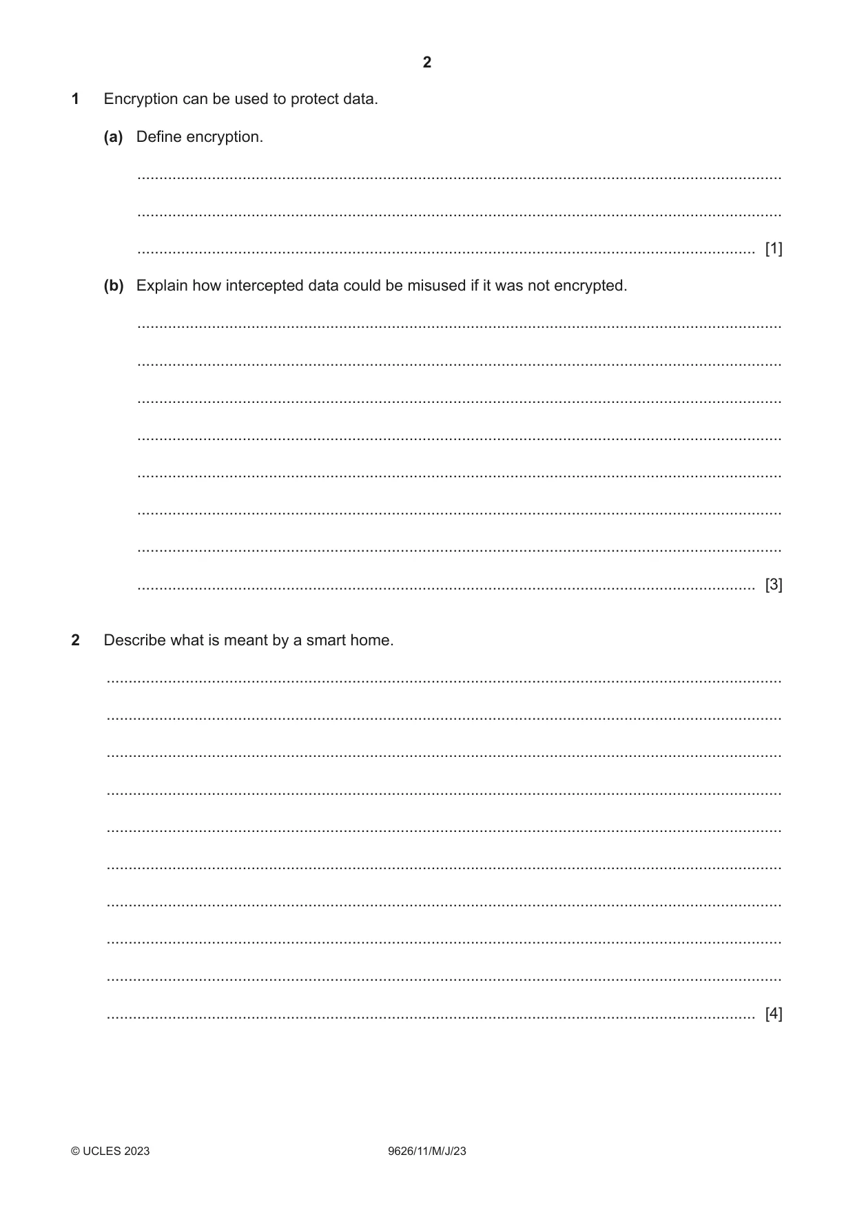 Cambridge A Level Information Technology (from 2017) 9626 2023 May/June Paper 1 · Variant 1 question paper, page 2 of 12