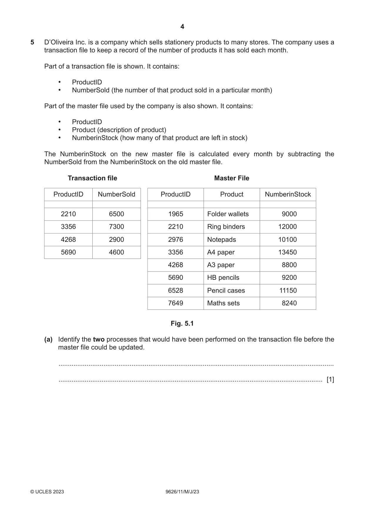 Cambridge A Level Information Technology (from 2017) 9626 2023 May/June Paper 1 · Variant 1 question paper, page 4 of 12