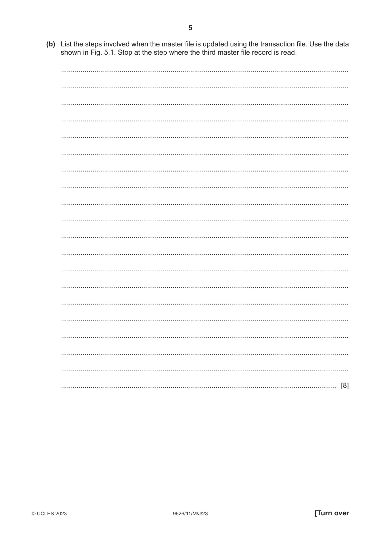 Cambridge A Level Information Technology (from 2017) 9626 2023 May/June Paper 1 · Variant 1 question paper, page 5 of 12