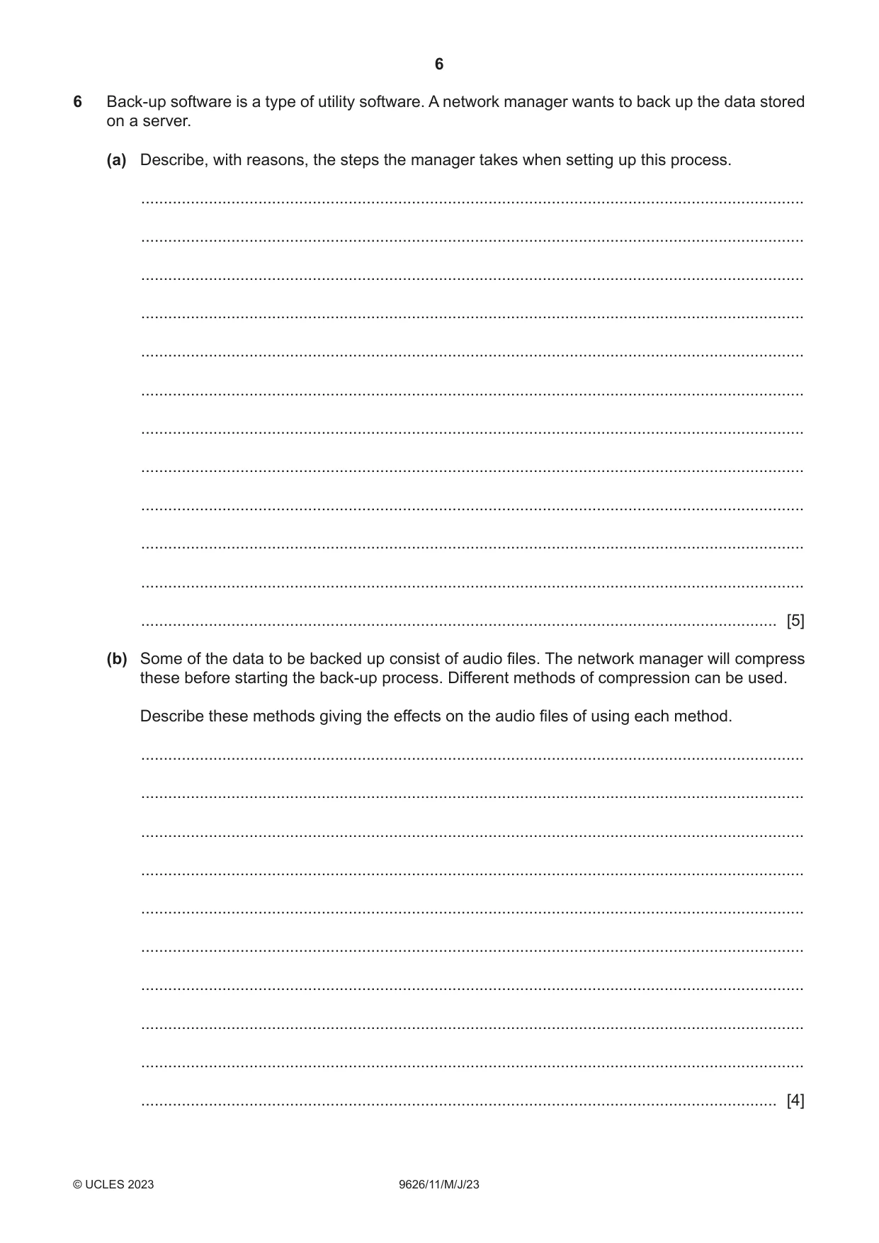 Cambridge A Level Information Technology (from 2017) 9626 2023 May/June Paper 1 · Variant 1 question paper, page 6 of 12