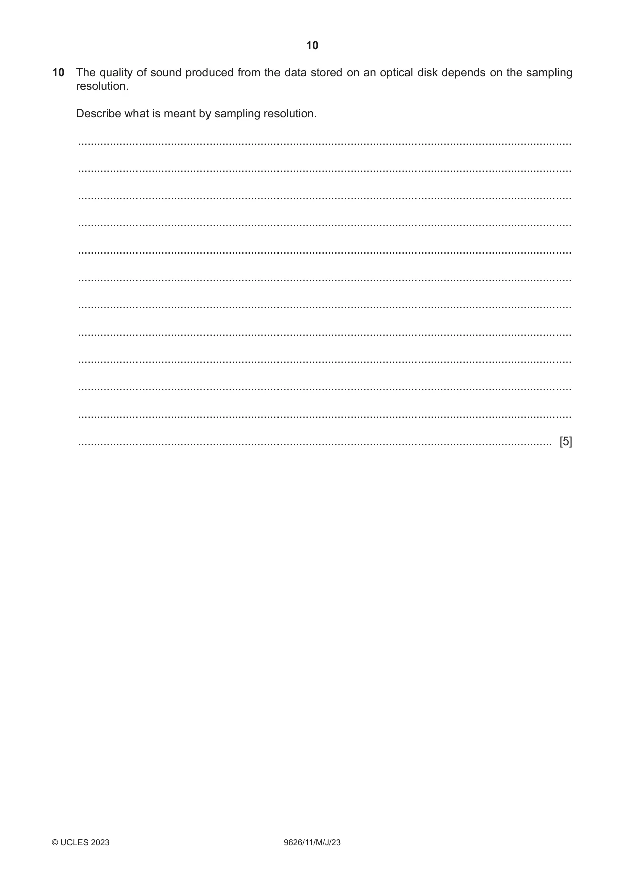 Cambridge A Level Information Technology (from 2017) 9626 2023 May/June Paper 1 · Variant 1 question paper, page 10 of 12