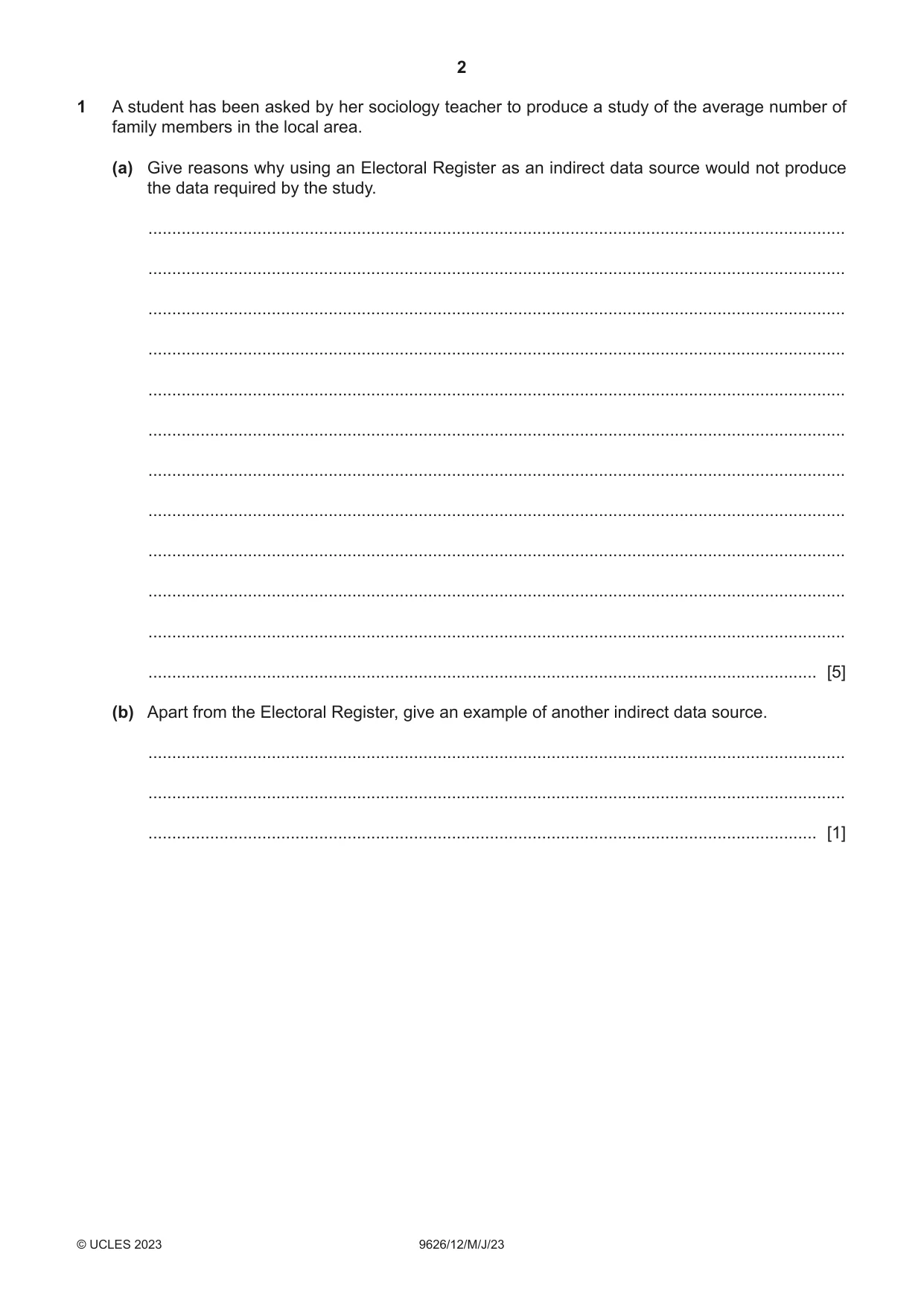 Cambridge A Level Information Technology (from 2017) 9626 2023 May/June Paper 1 · Variant 2 question paper, page 2 of 12