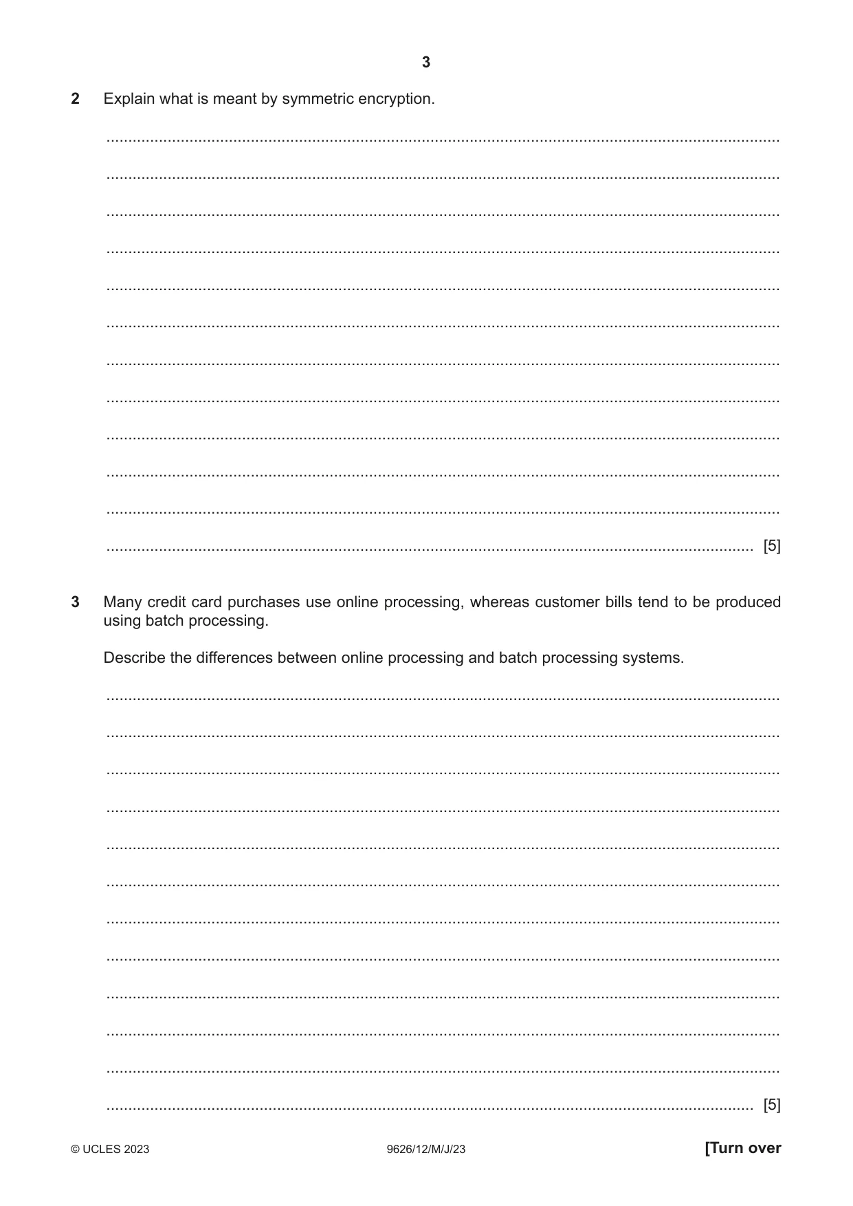 Cambridge A Level Information Technology (from 2017) 9626 2023 May/June Paper 1 · Variant 2 question paper, page 3 of 12