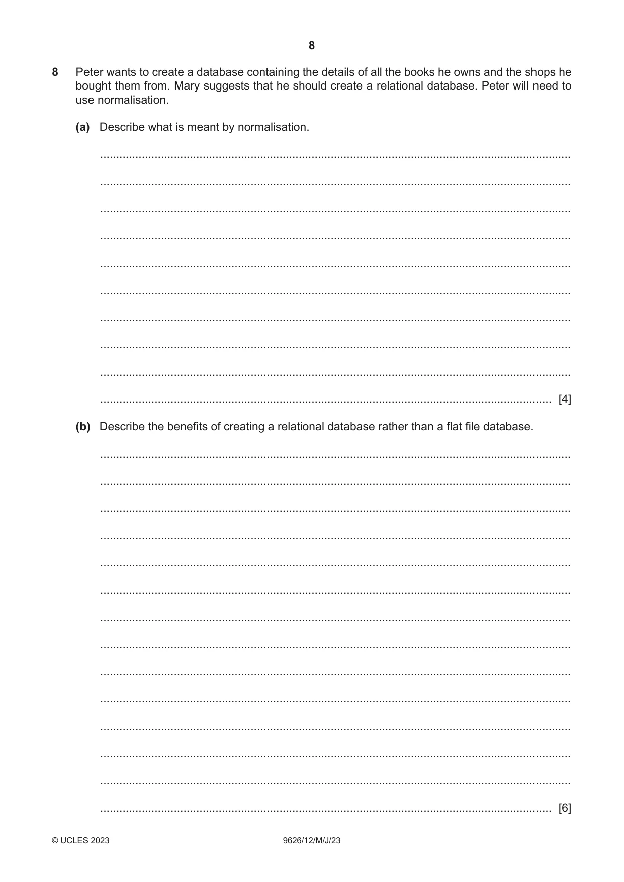 Cambridge A Level Information Technology (from 2017) 9626 2023 May/June Paper 1 · Variant 2 question paper, page 8 of 12