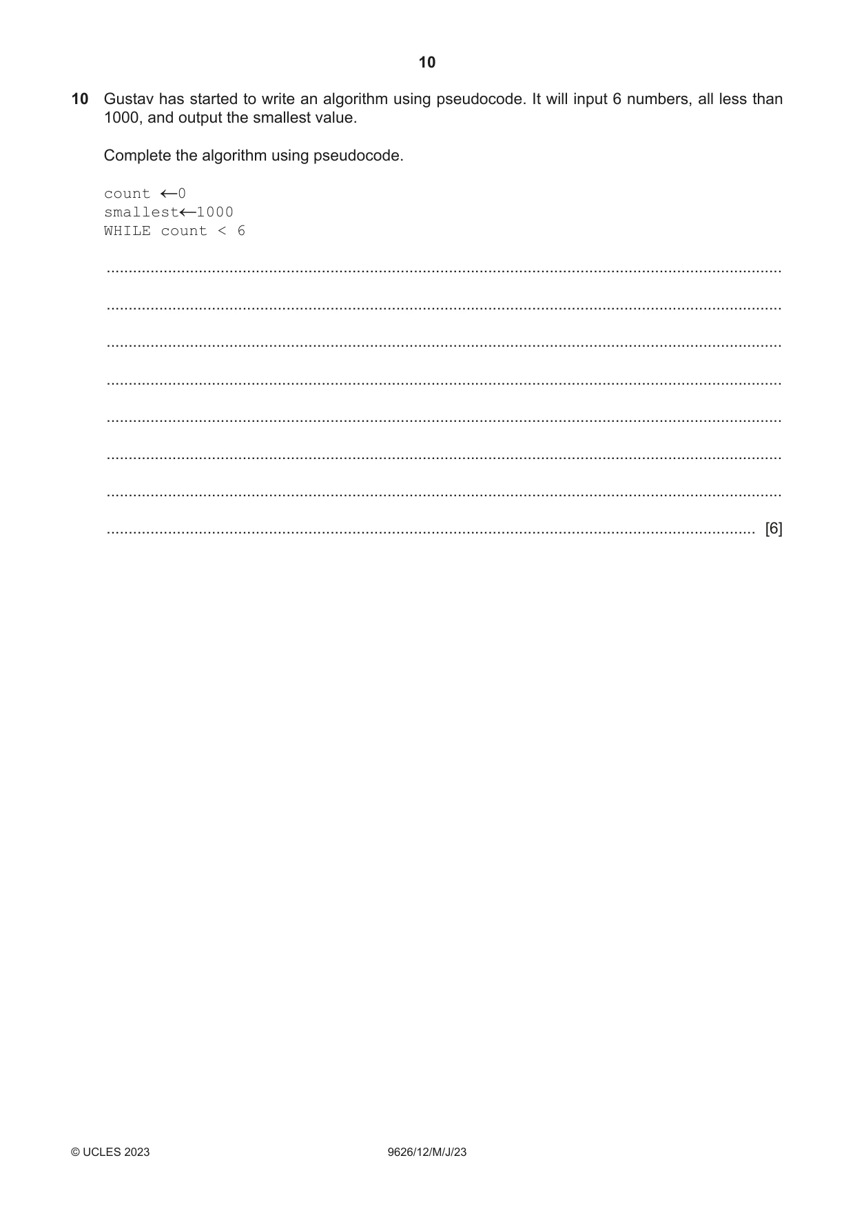 Cambridge A Level Information Technology (from 2017) 9626 2023 May/June Paper 1 · Variant 2 question paper, page 10 of 12
