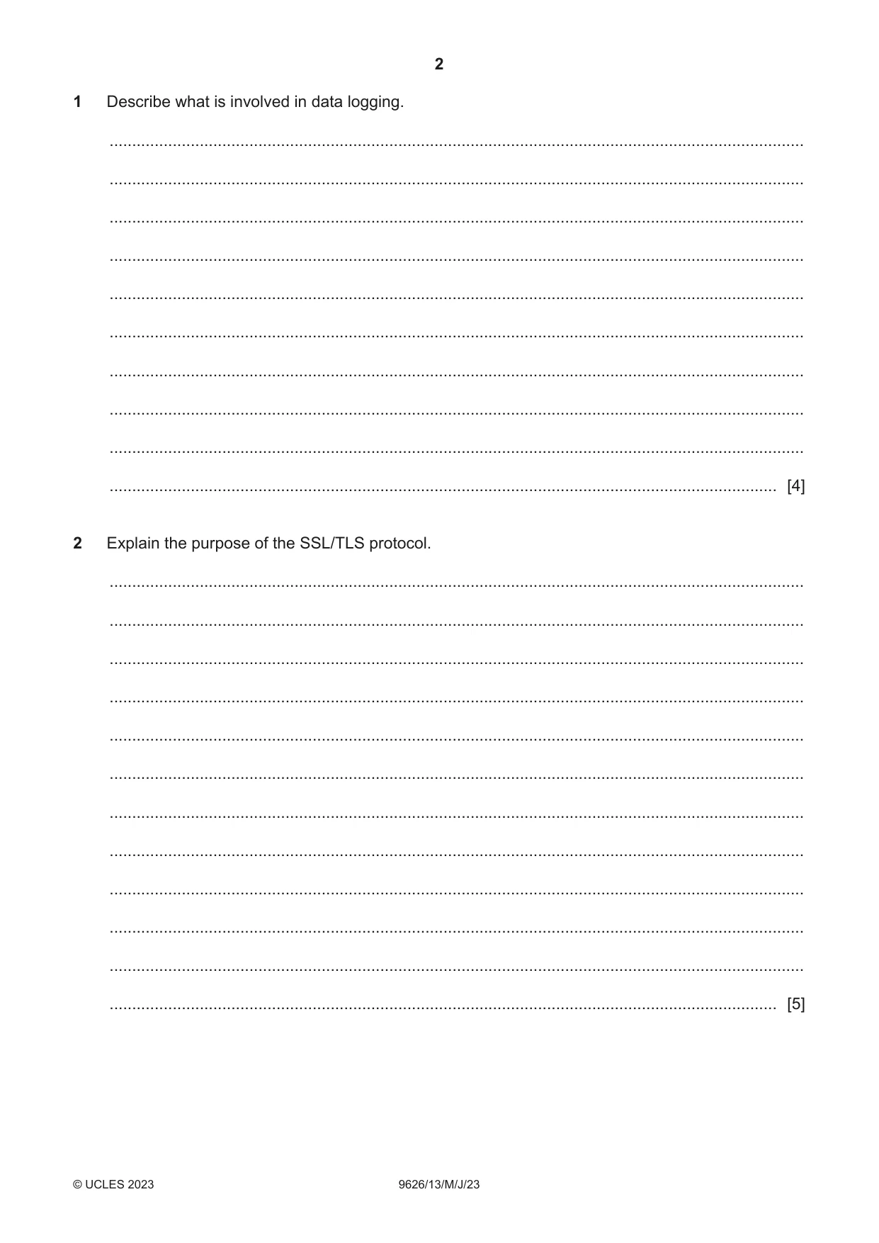 Cambridge A Level Information Technology (from 2017) 9626 2023 May/June Paper 1 · Variant 3 question paper, page 2 of 12