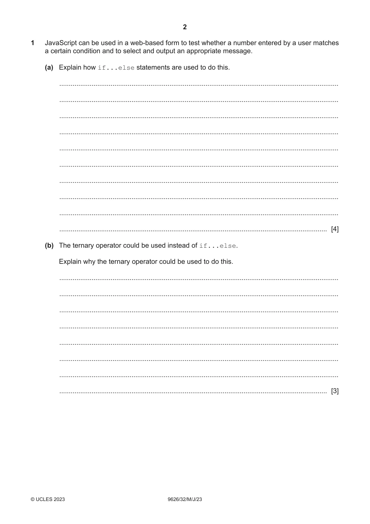 Cambridge A Level Information Technology (from 2017) 9626 2023 May/June Paper 3 · Variant 2 question paper, page 2 of 12