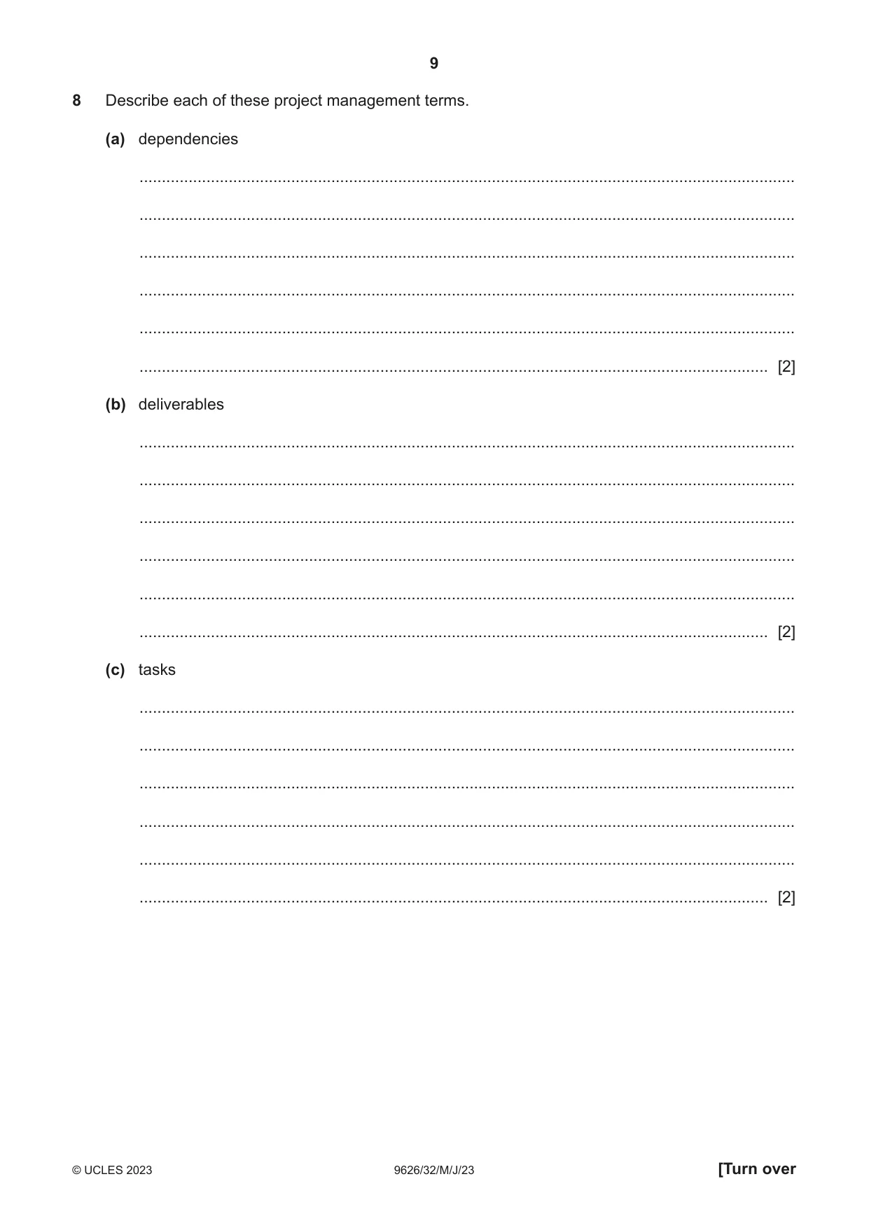 Cambridge A Level Information Technology (from 2017) 9626 2023 May/June Paper 3 · Variant 2 question paper, page 9 of 12