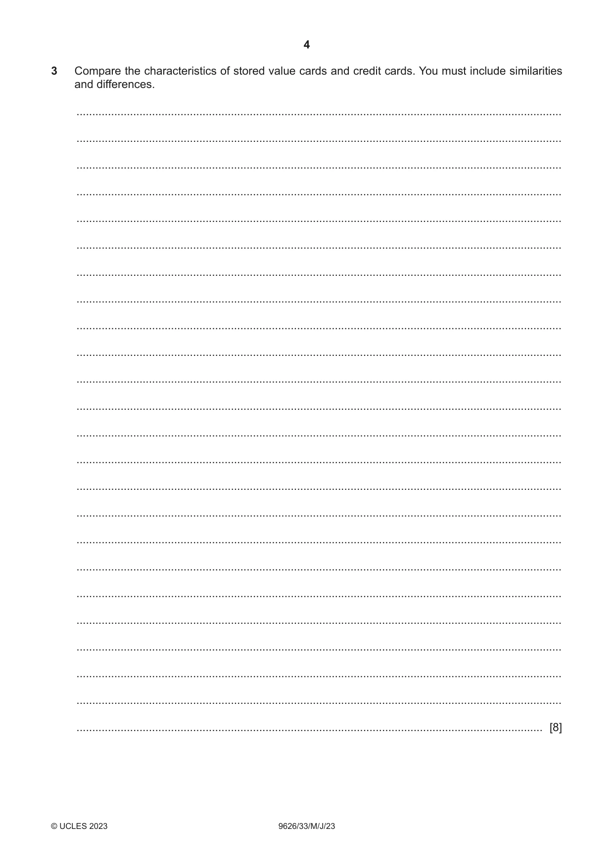 Cambridge A Level Information Technology (from 2017) 9626 2023 May/June Paper 3 · Variant 3 question paper, page 4 of 12