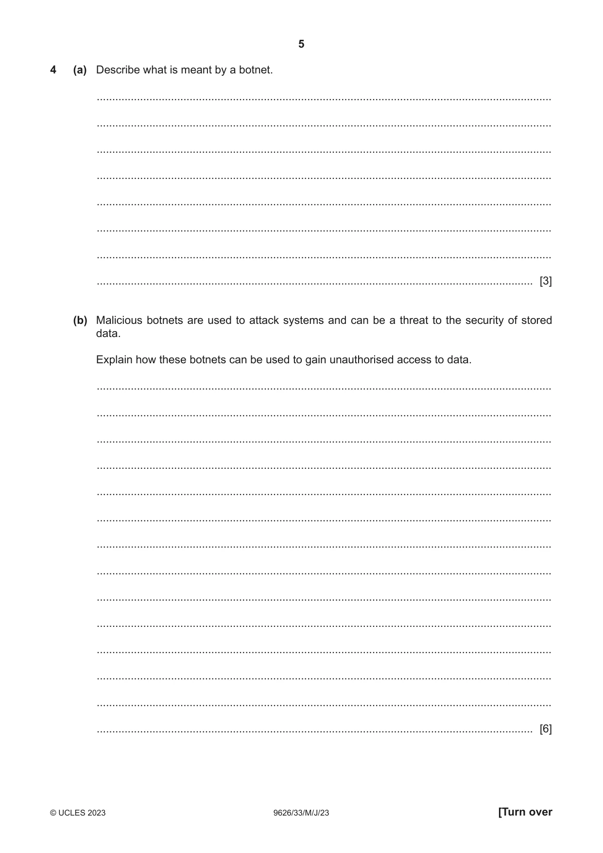 Cambridge A Level Information Technology (from 2017) 9626 2023 May/June Paper 3 · Variant 3 question paper, page 5 of 12