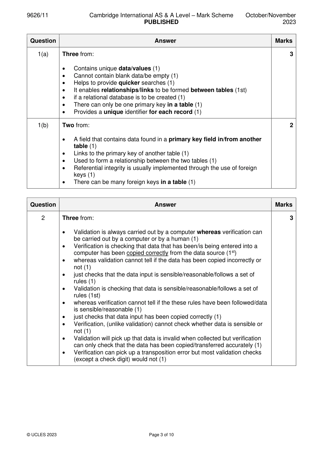 Mark scheme, page 3 of 10