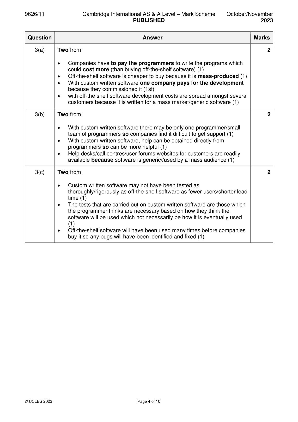 Mark scheme, page 4 of 10