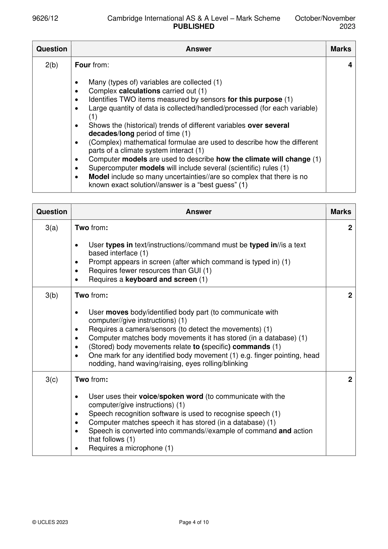 Mark scheme, page 4 of 10