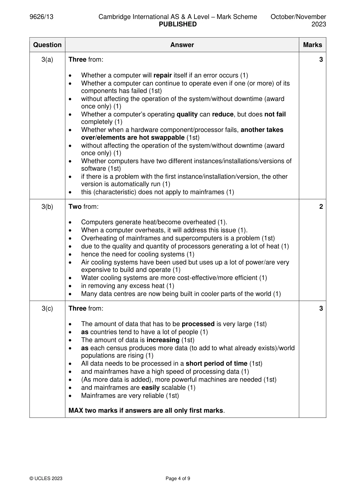 Mark scheme, page 4 of 9