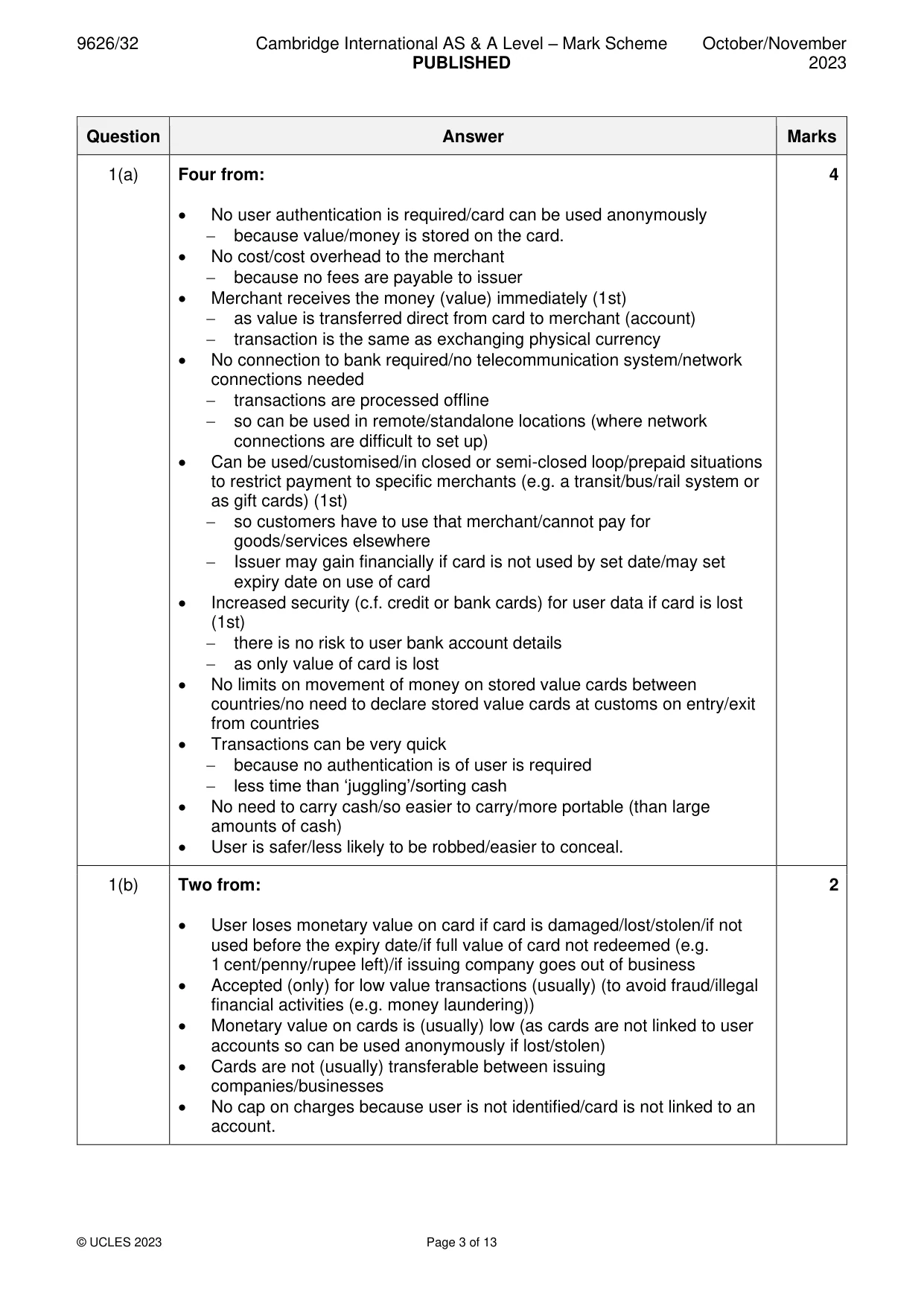 Mark scheme, page 3 of 13