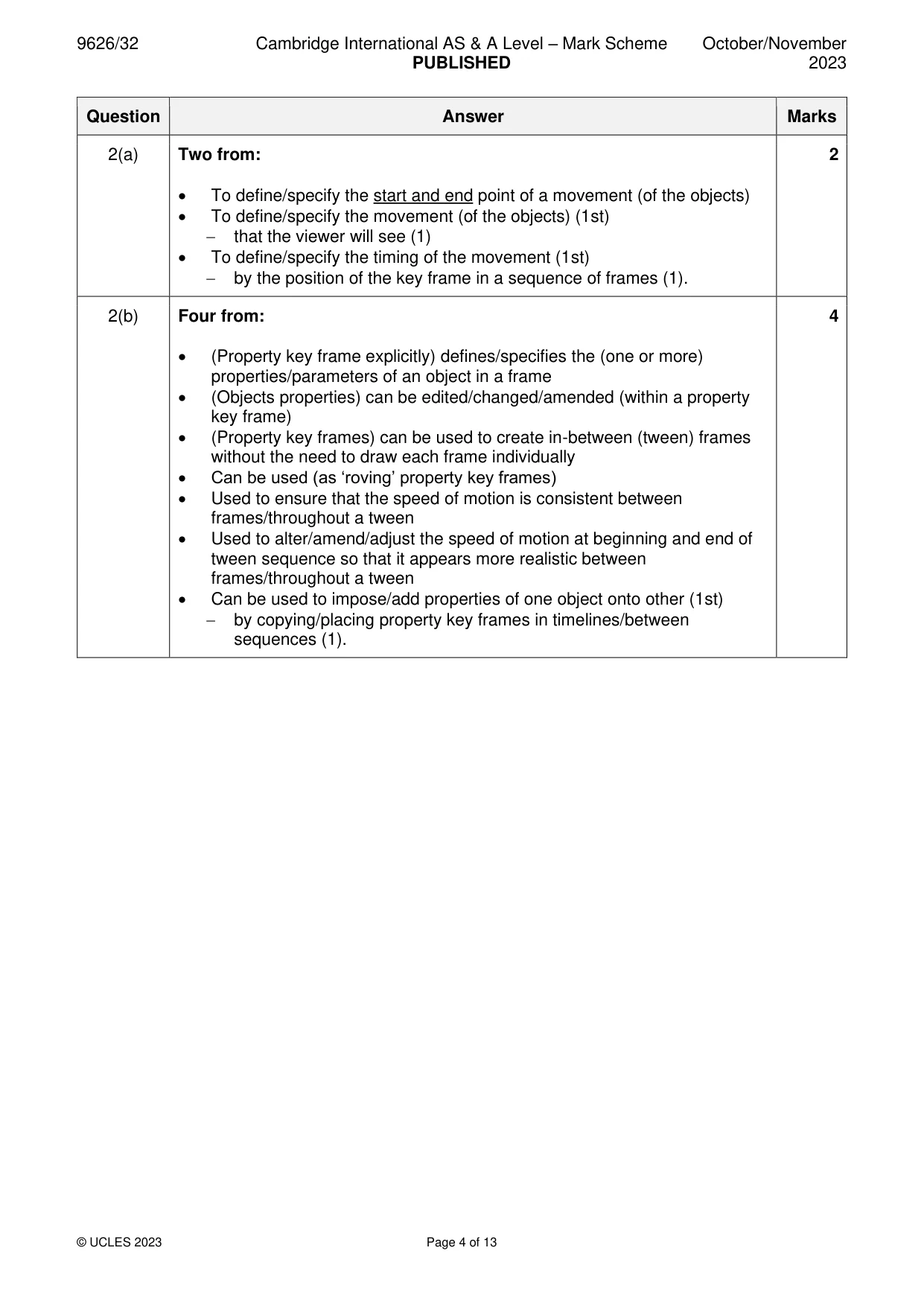 Mark scheme, page 4 of 13