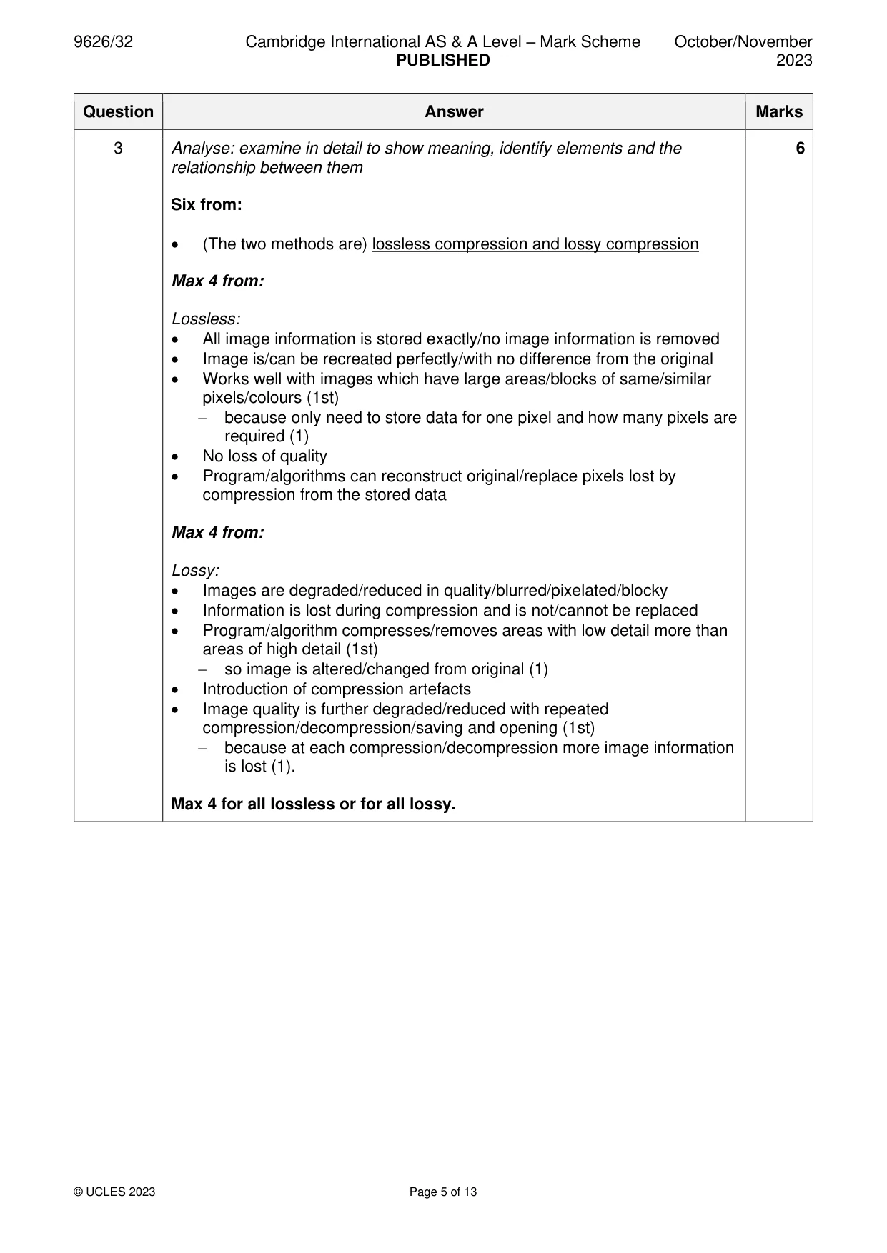 Mark scheme, page 5 of 13