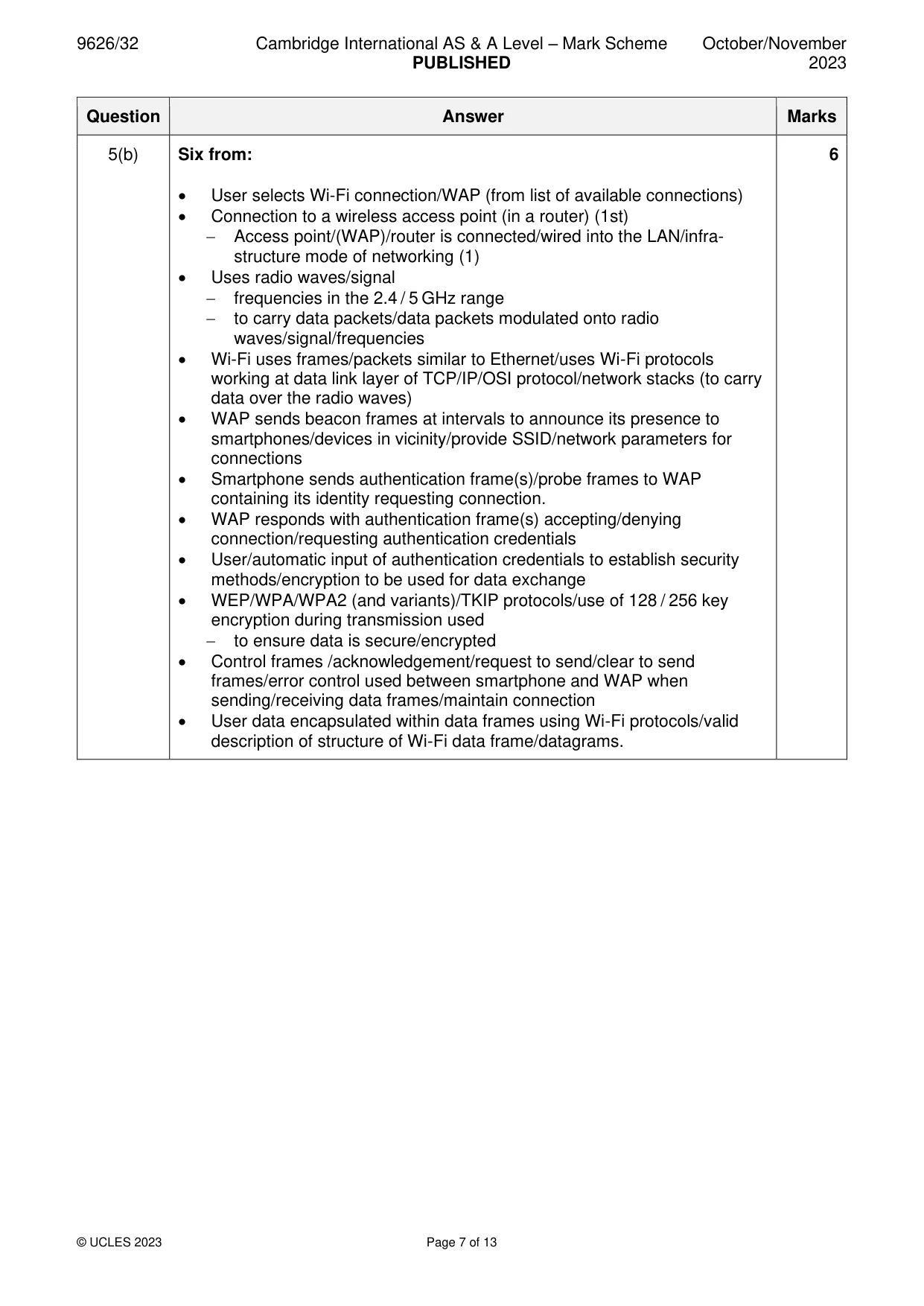 Mark scheme, page 7 of 13