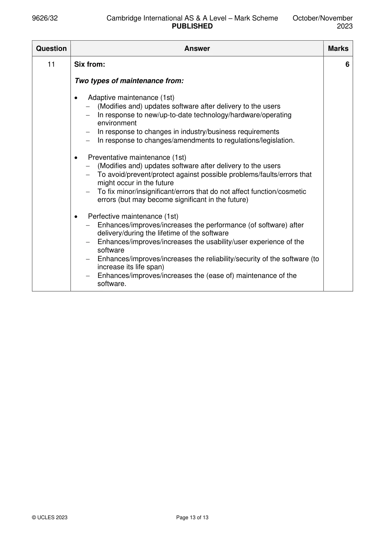 Mark scheme, page 13 of 13