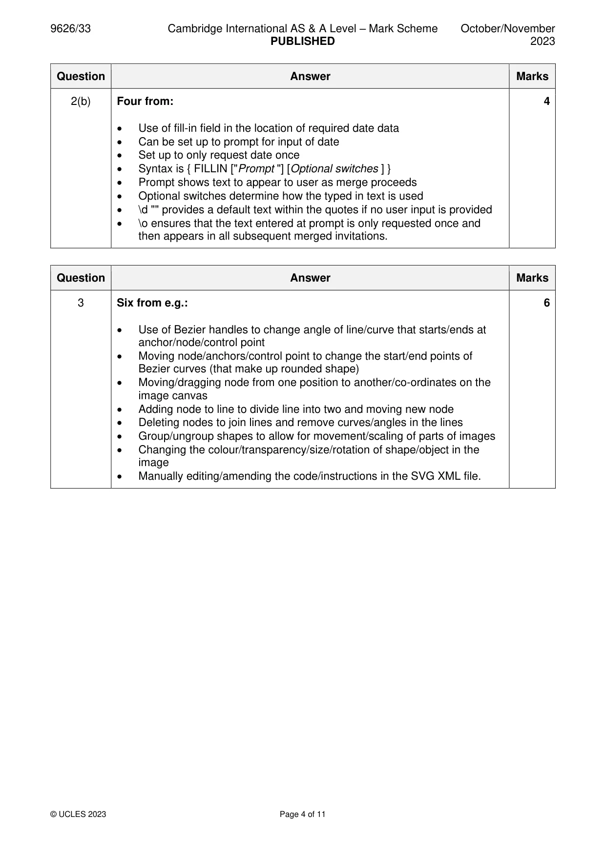 Mark scheme, page 4 of 11