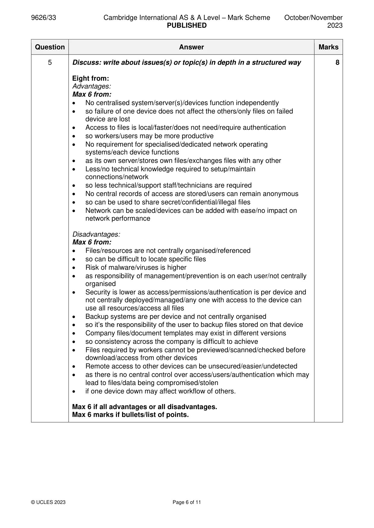 Mark scheme, page 6 of 11