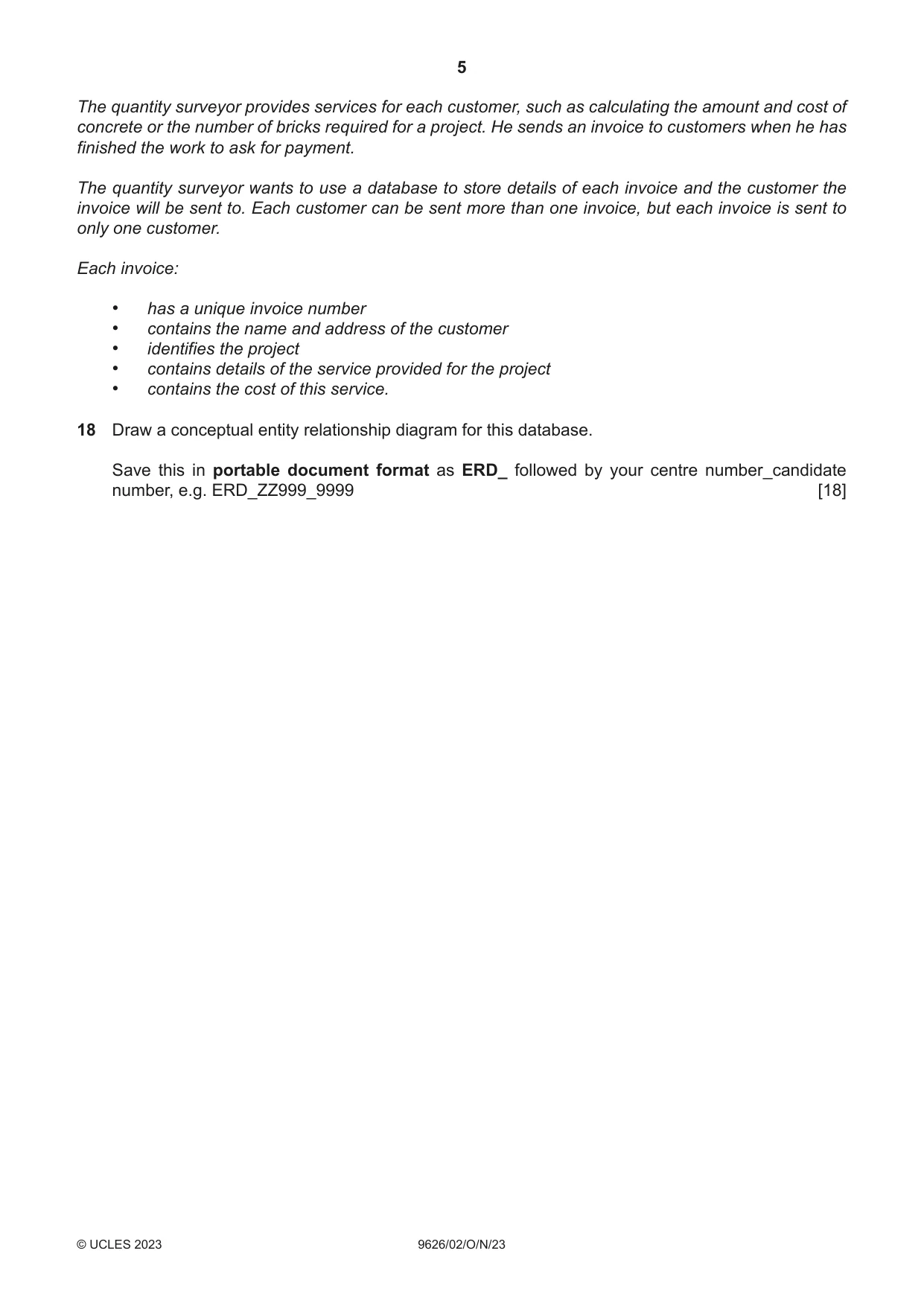 Cambridge A Level Information Technology (from 2017) 9626 2023 Oct/Nov Paper 2 · Variant 0 question paper, page 5 of 8