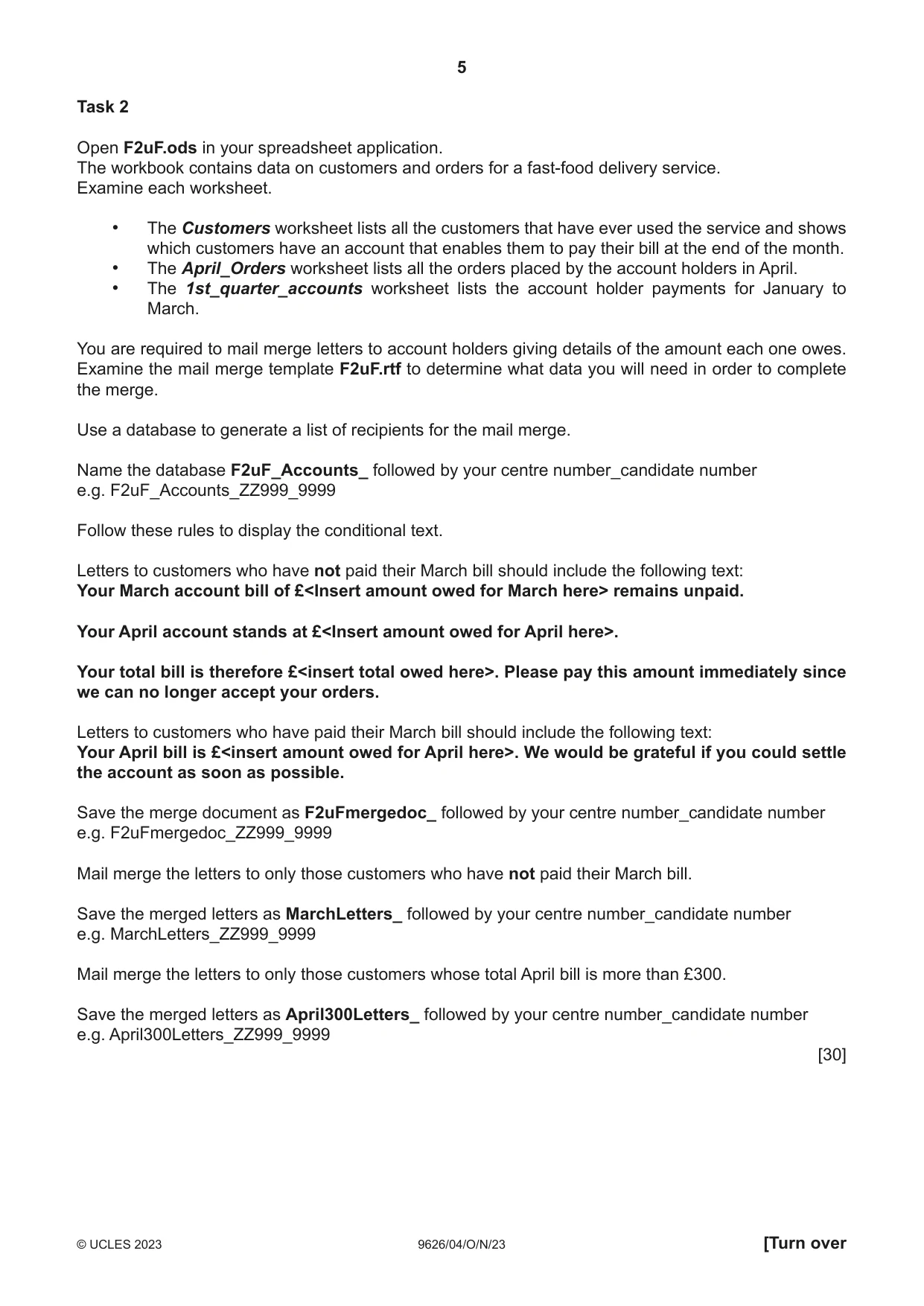 Cambridge A Level Information Technology (from 2017) 9626 2023 Oct/Nov Paper 4 · Variant 0 question paper, page 5 of 8