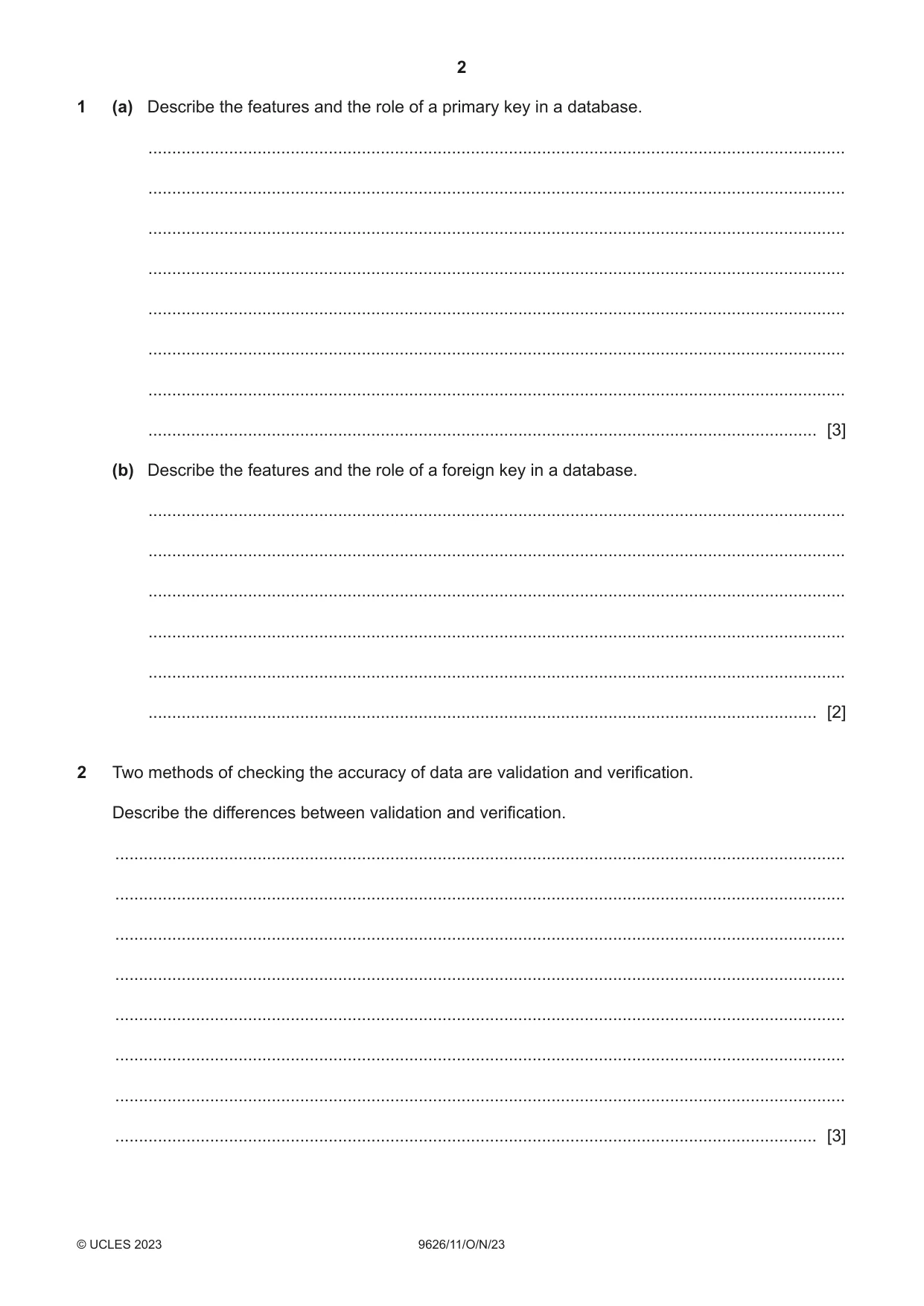 Cambridge A Level Information Technology (from 2017) 9626 2023 Oct/Nov Paper 1 · Variant 1 question paper, page 2 of 12